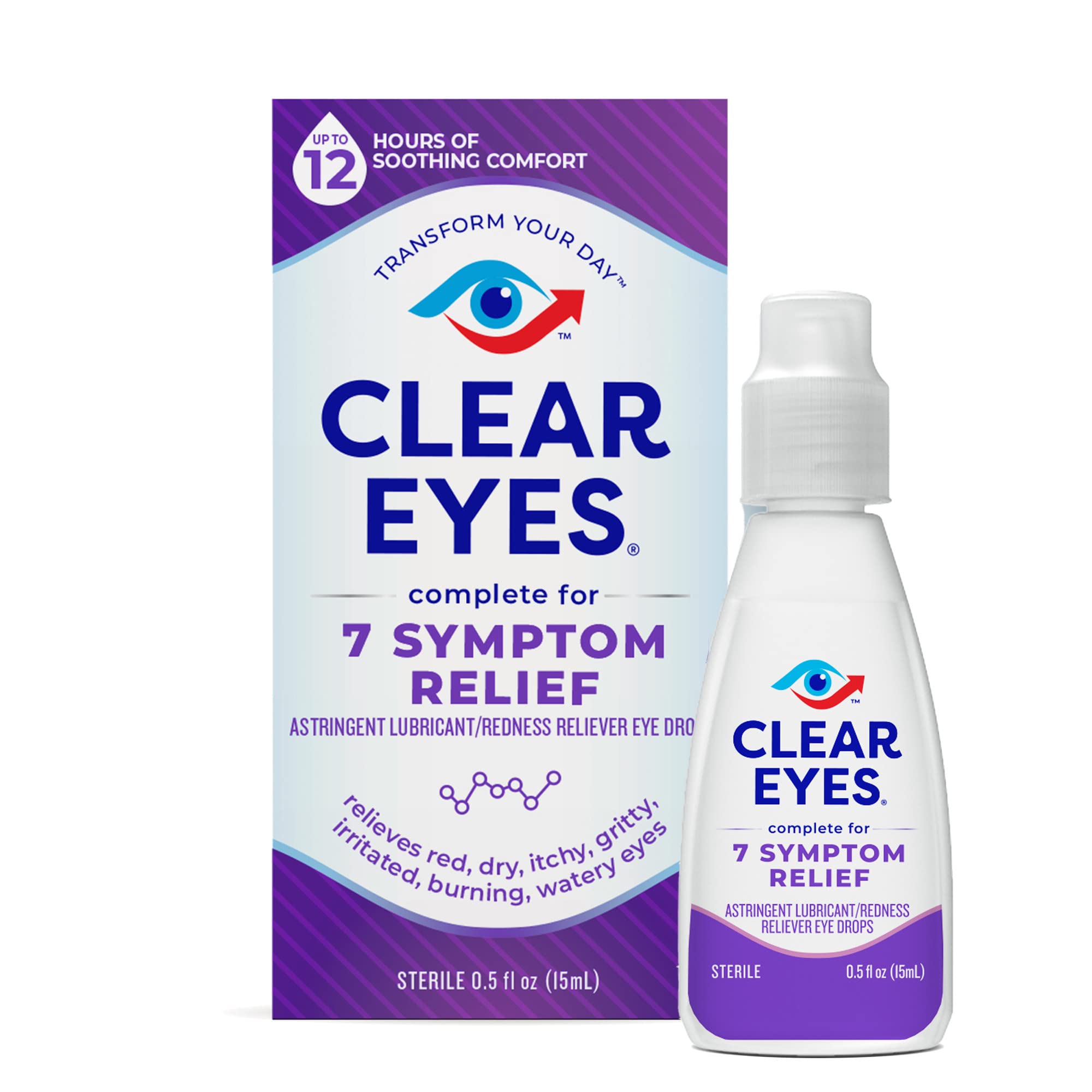 Clear Eyes Redness Eye Relief Eye Drops, Relieves Redness & Calms  Irritation, 0.2 Fl Oz