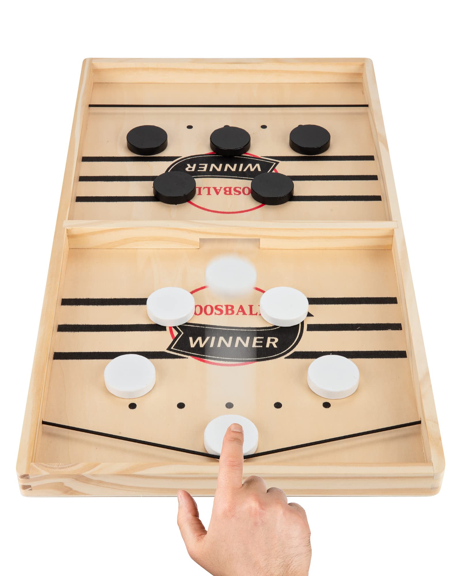 Large Sling Puck Game, Foosball Winner Board Game, Wooden Hockey Table Game,  Fast Paced Slingshot Game