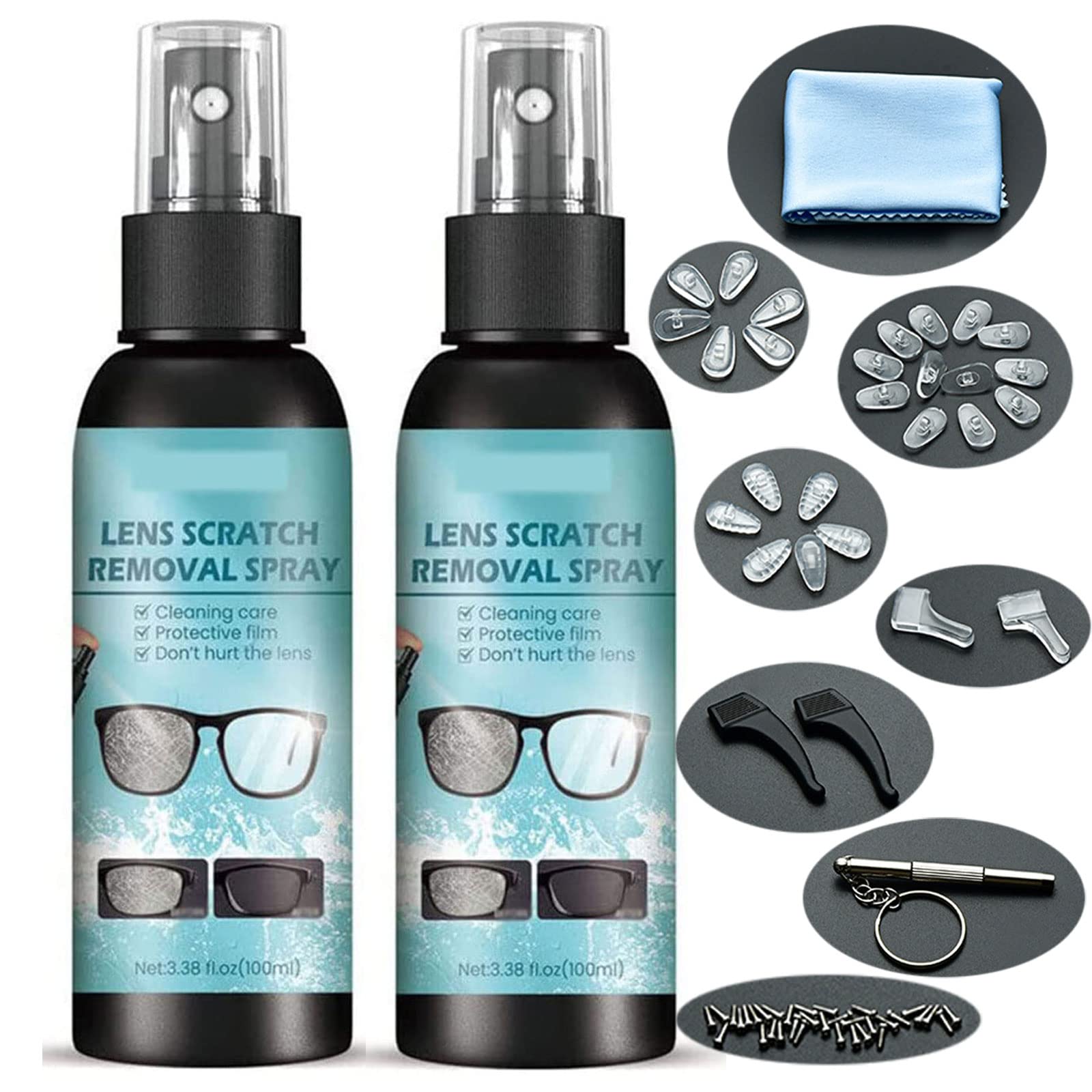  Eyeglass Lens Scratch Removal Spray, 2023 New Eyeglass  Windshield Glass Repair Liquid, Eyeglass Glass Scratch Repair Solution,  Lens Scratch Remover, Eyeglass Cleaning Tools for Lenses Screens (1PC) :  Health & Household