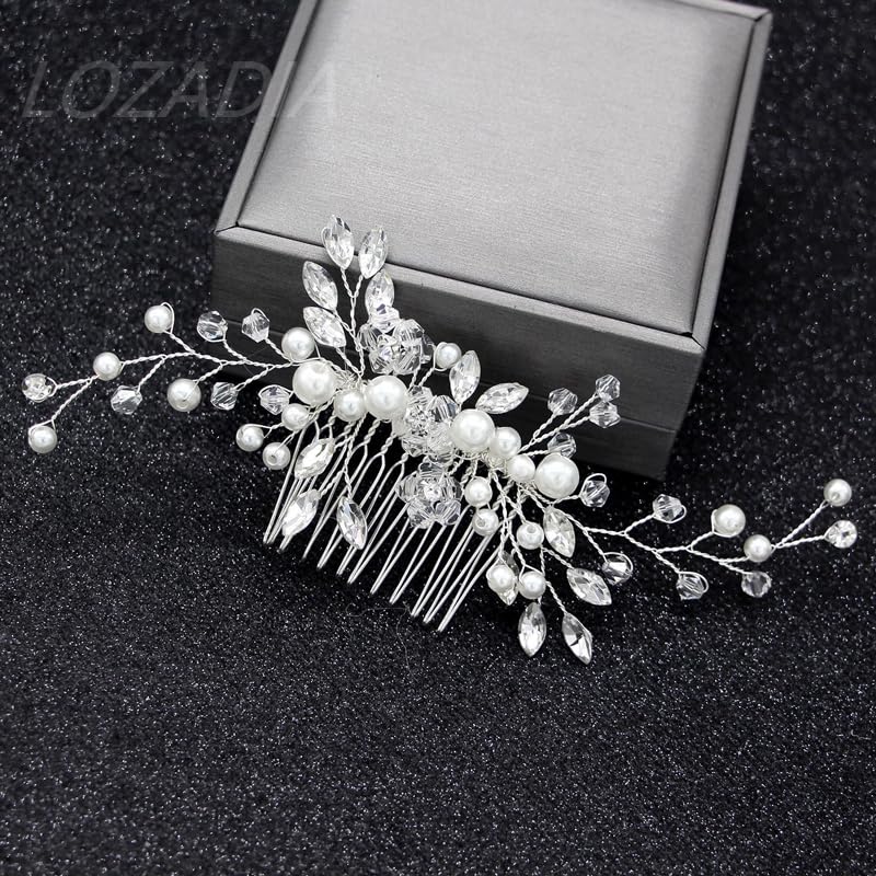 Bridal Flower Side Hair Clips Pearl Hair Pieces Comb Bridal