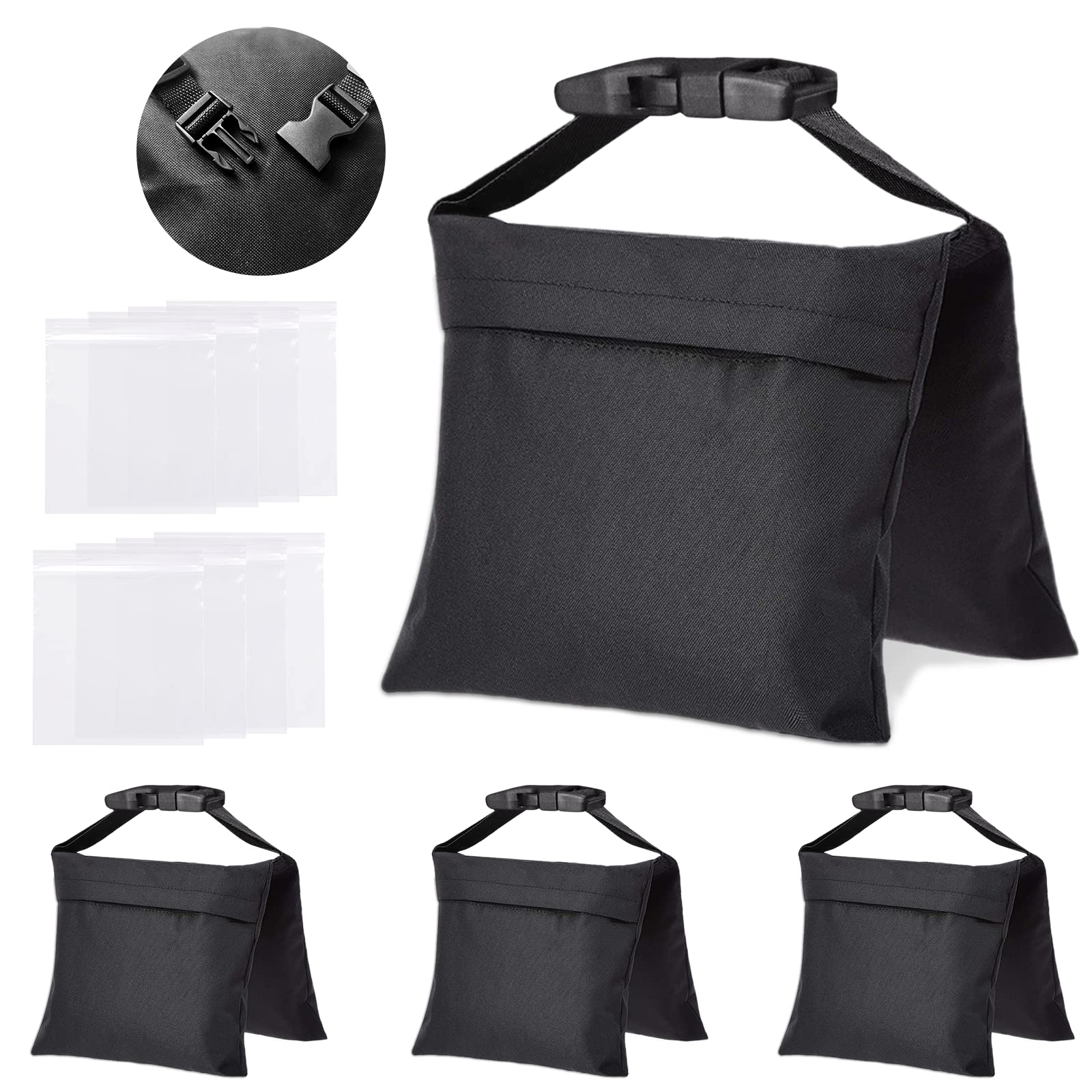 4 Packs Sandbags Heavy Duty Sand Bags Sand Bags Heavy Duty with Buckle  Straps for Support