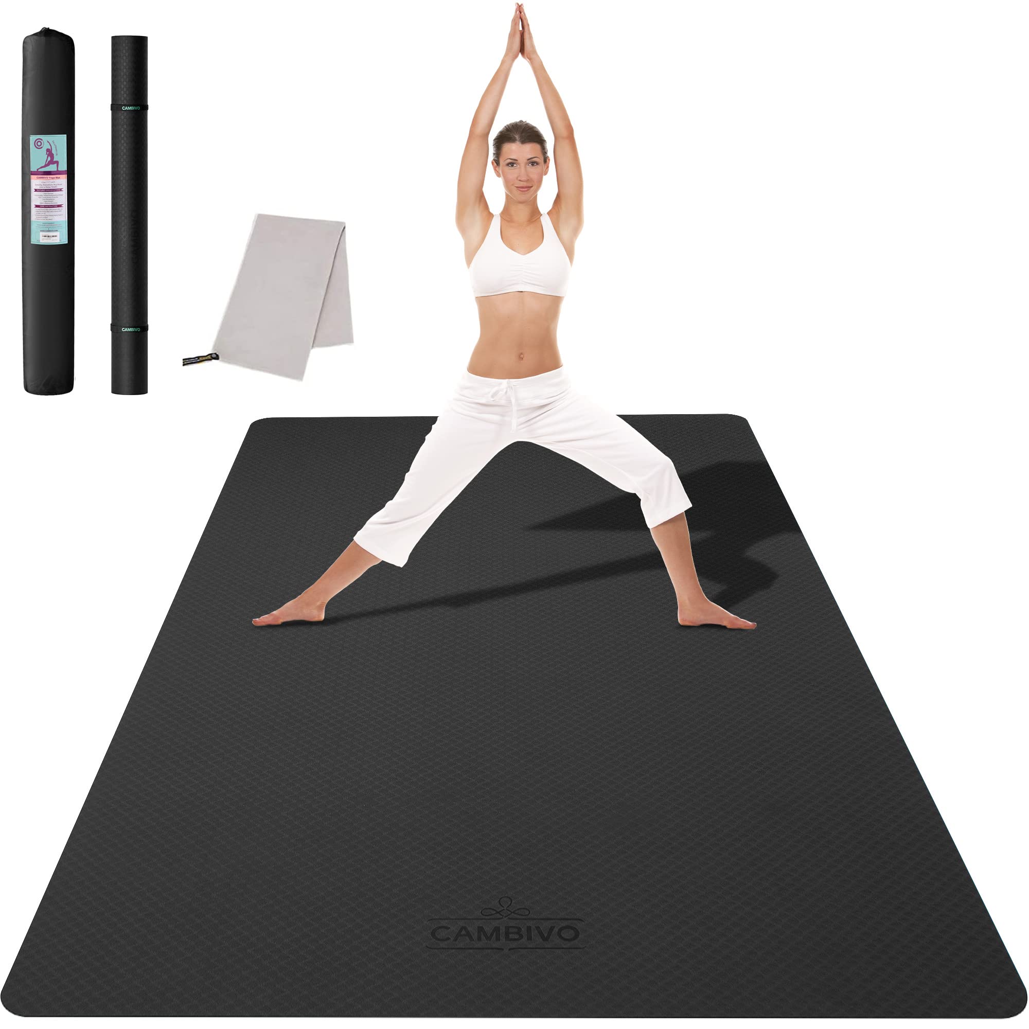 CAMBIVO Large Yoga Mat (6'x 4'), Extra Wide Workout Mat for Men and Women, Yoga  Mat Thick 1/3 &1/4 Exercise Mats for Home Workout, Yoga, Pilates (Black,1/4  inch) BLACK 6mm