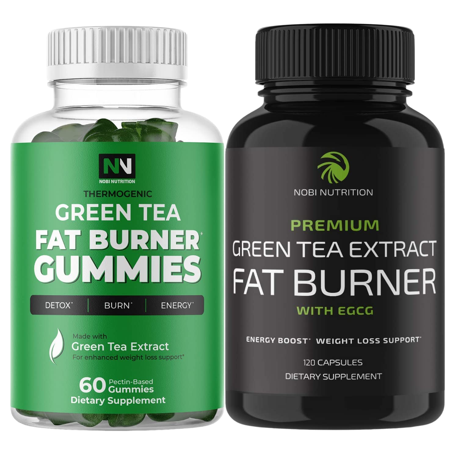  Nobi Nutrition Green Tea Fat Burner Gummies for Weight Loss, Metabolism Boost & Appetite Suppressant with Green Coffee Bean Extract &  Garcinia Cambogia