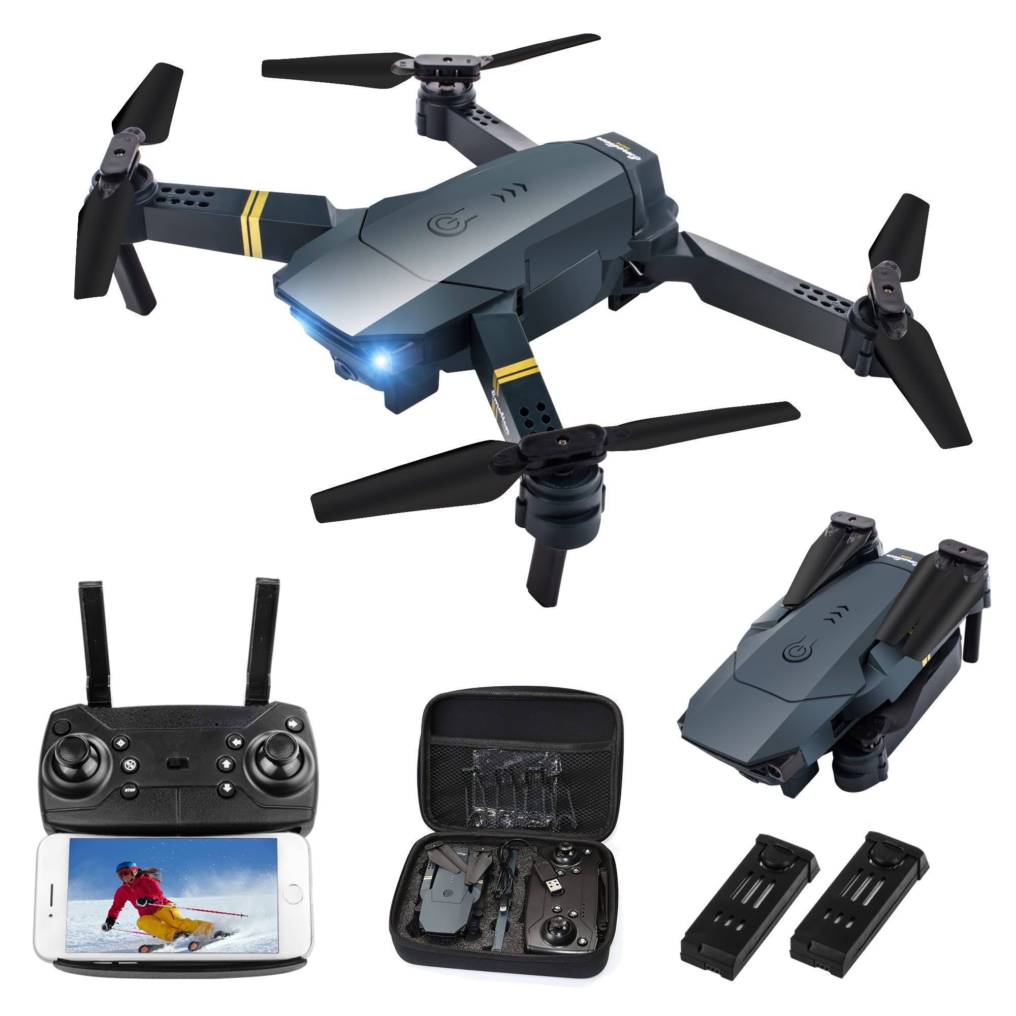 Drone with Camera, Foldable Drones with Dual 1080p Hd Fpv Camera Remote  Control Camera for Adults Long Range, Altitude Hold, Headless Mode, One Key