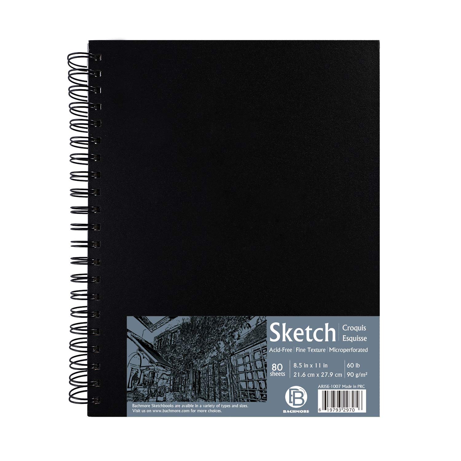 Bachmore 8.5x11 Hardbound Sketchbook, Left Spiral Sketch Pad with  Hardcover, Perforated and Durable Acid Free Drawing Paper, Ideal Art for  Kids & Adults, Artist Pro & Amateurs Dark