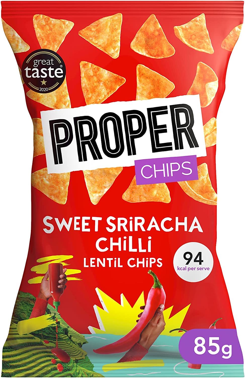 PROPER - Lentil Chips Sweet Sriracha Chilli Vegan Gluten Free Snacks ...