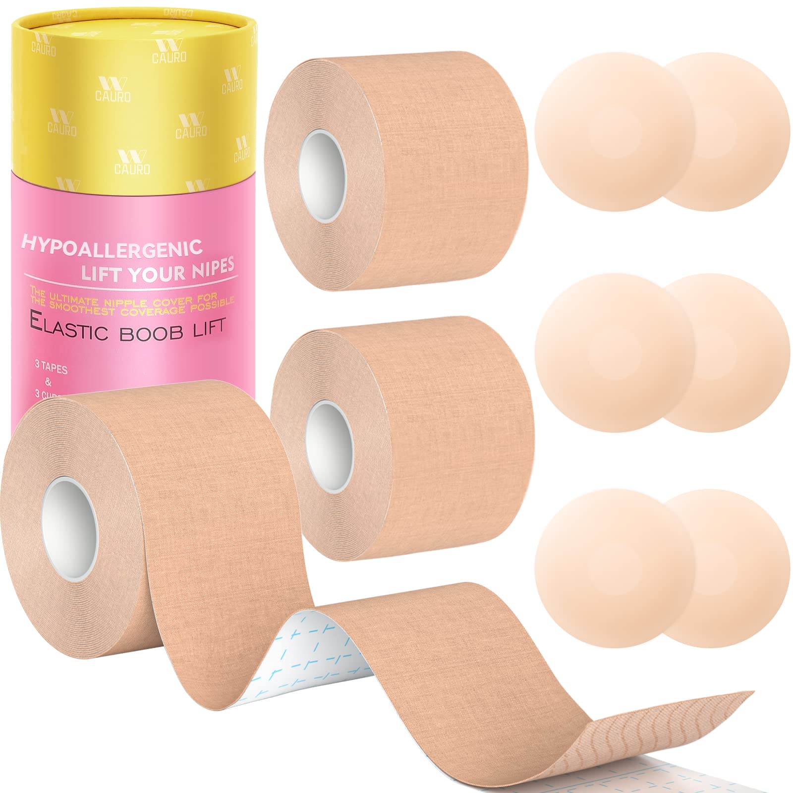3pcs Boob Tape Roll Straight Bra Tape Breast Lift Tape Chest Support Tape 