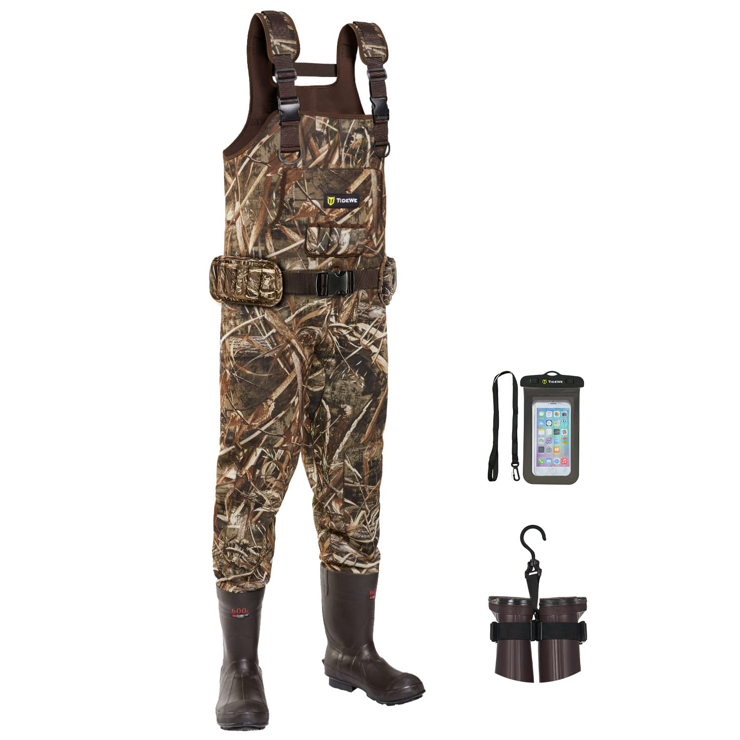 TIDEWE Hunting Waders with Boot Hanger & 600G Insulation, Waterproof  Cleated Neoprene Bootfoot Fishing Chest Waders