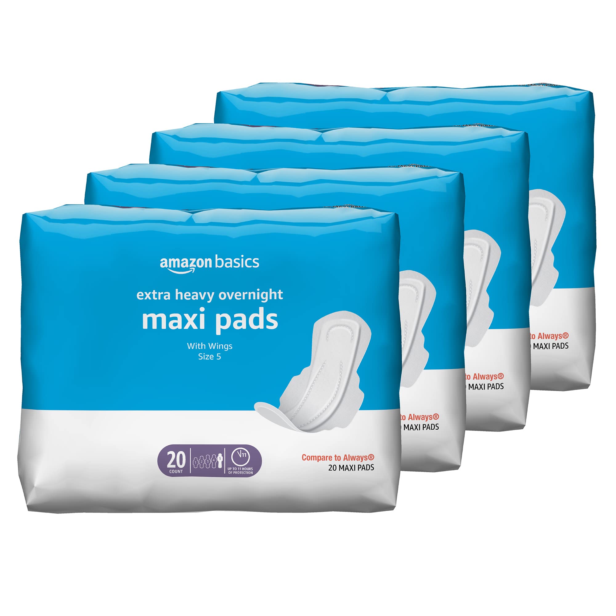 Basics Thick Maxi Pads with Flexi-Wings for Periods, Extra