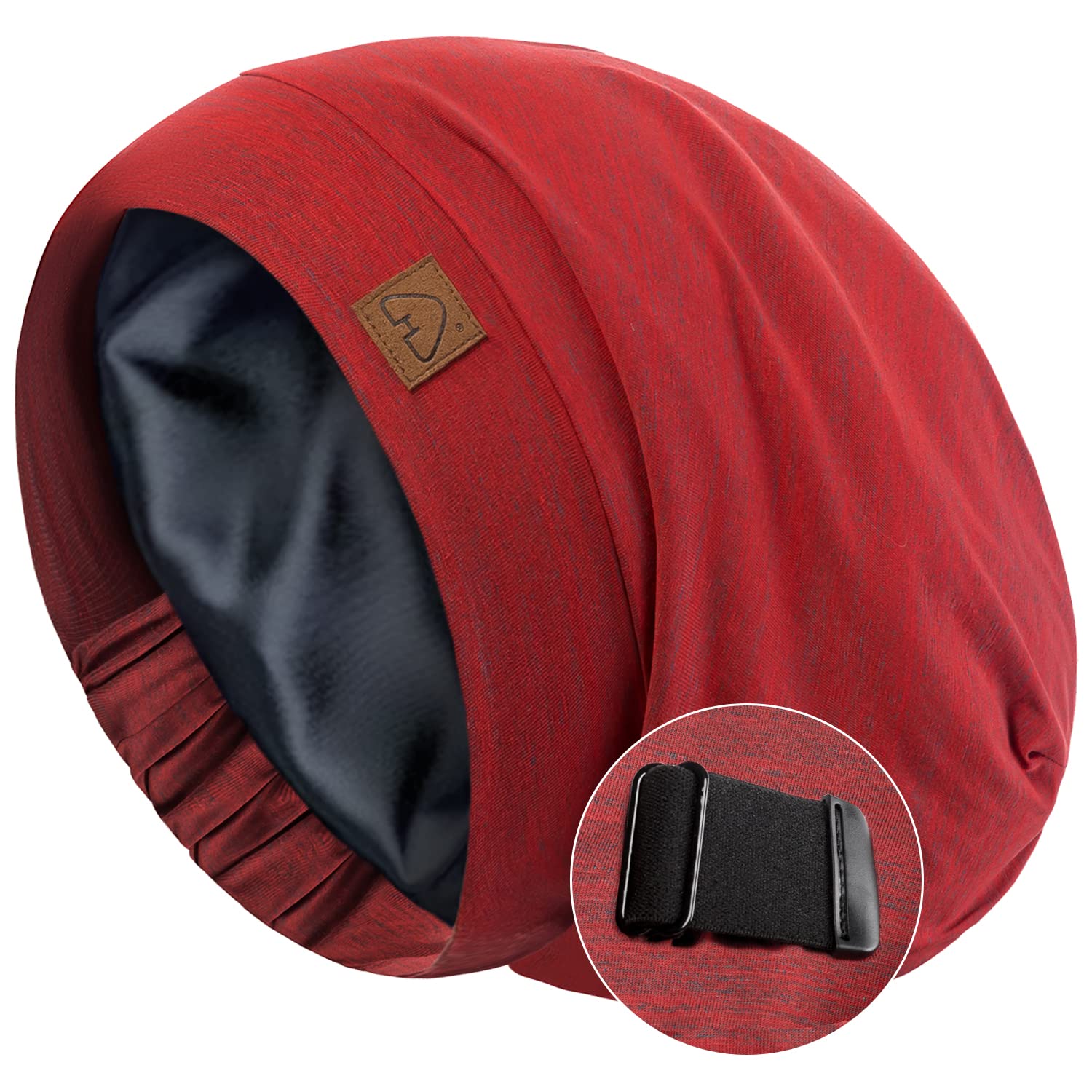 Red Burgundy Satin-Lined Beanie for Women and Men - Soft and Warm Beanie  with Satin Lining to Protect Hair
