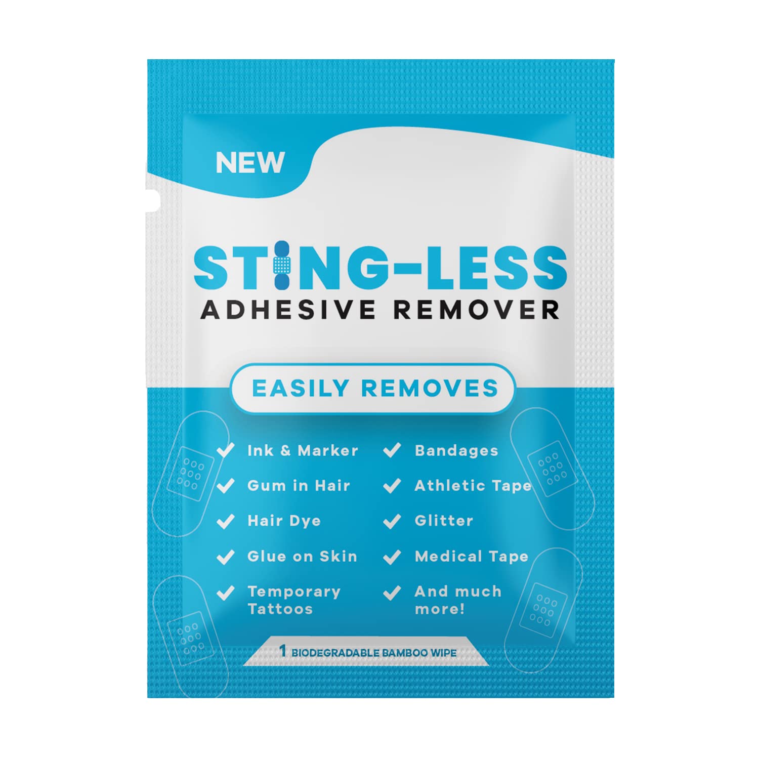 New Sting-Less Adhesive Remover Wipes | Bandage Adhesive Remover for Skin | Medical Adhesive Remover Wipes | Removes Bandages, Medical Tape, & Skin