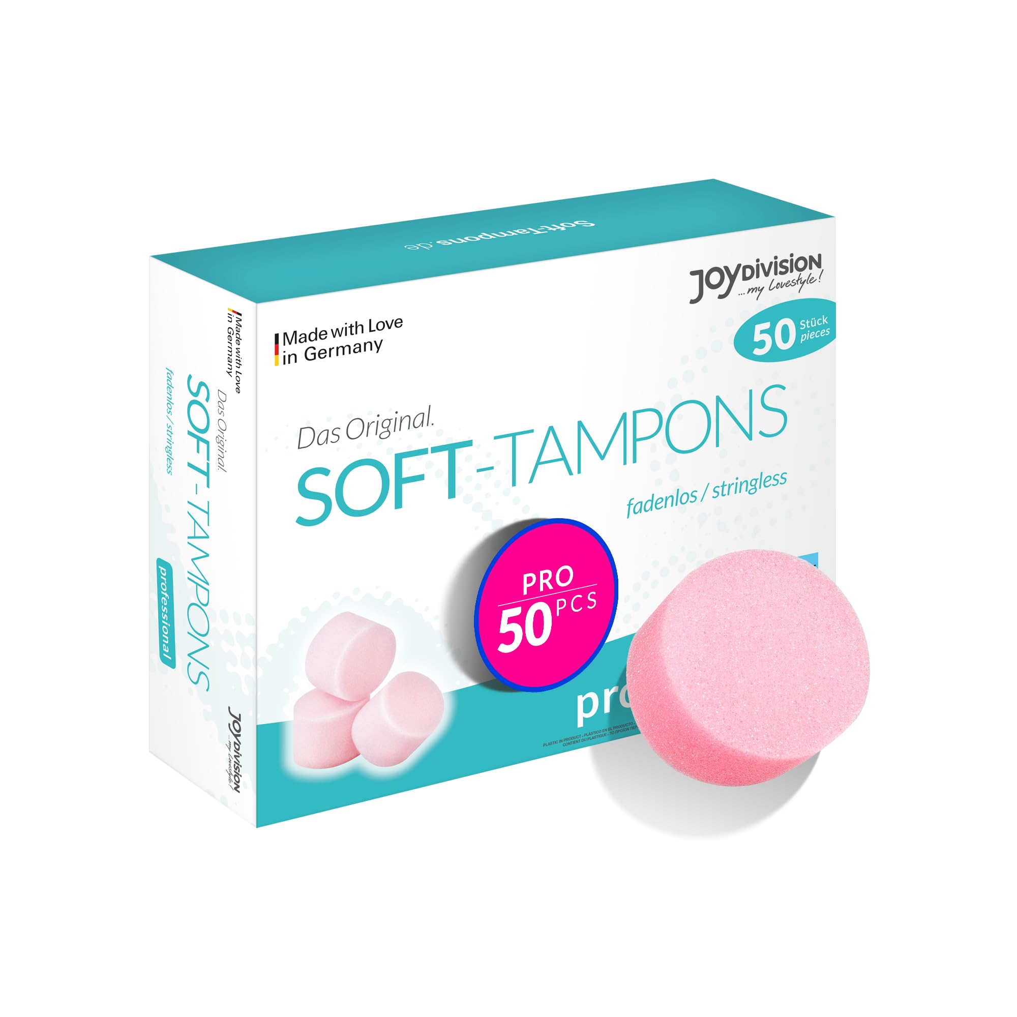 JOYDIVISION Soft-Tampons Professional I 50 Pieces I Threadless tampons for  Sports Swimming & spa I Menstrual sponges Ultra Soft I Easy Insertion &  Removal I Soft Tampon Without Thread Professional 50 pieces