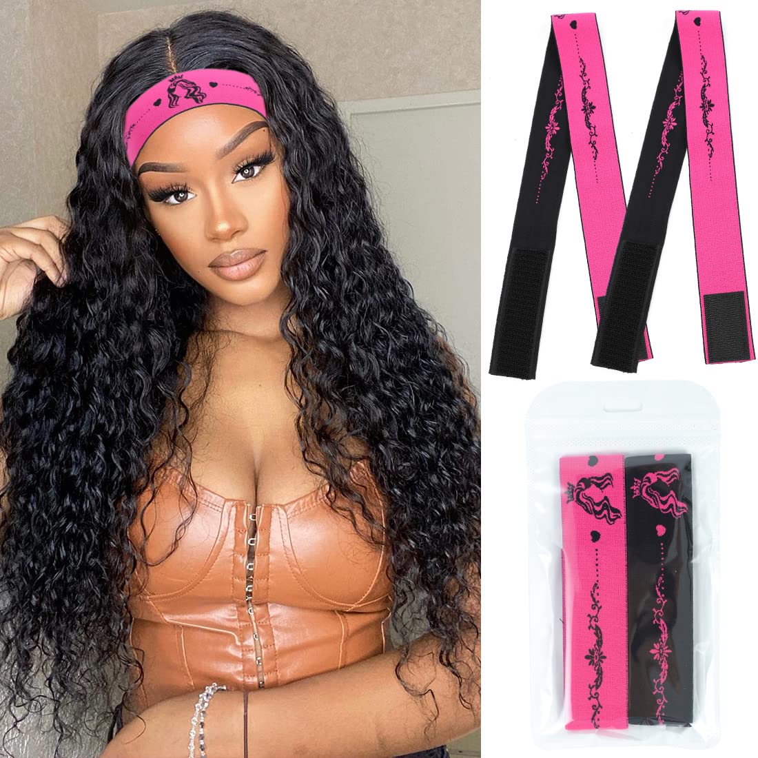 Elastic Bands for Wig Edges Adjustable Lace Melting Band for Wigs Edge Wrap  to Lay Edges Non Slip Thick Comfortable Durable Wig Band for Lace Frontal  Melt (2 PCS) 2 Count (Pack of 1)