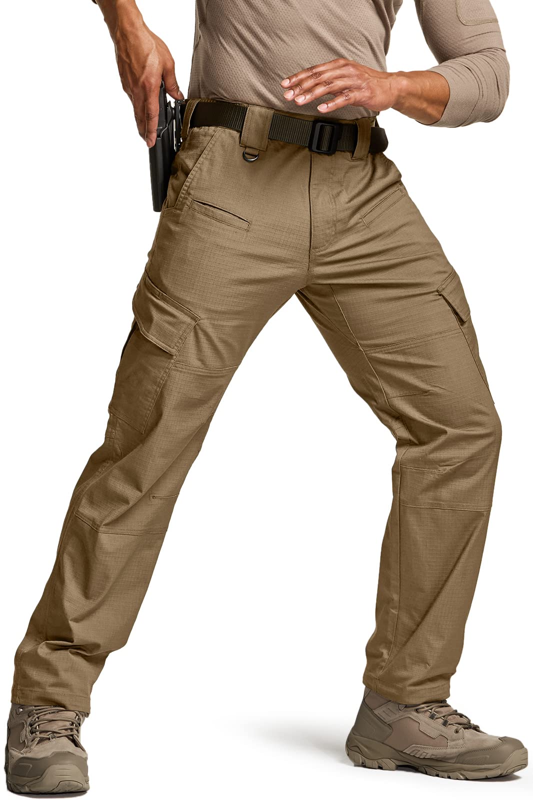 Men's Cotton Casual Relaxed Fit Straight Leg Cargo Pant Combat Work Pants  with 10 Pockets