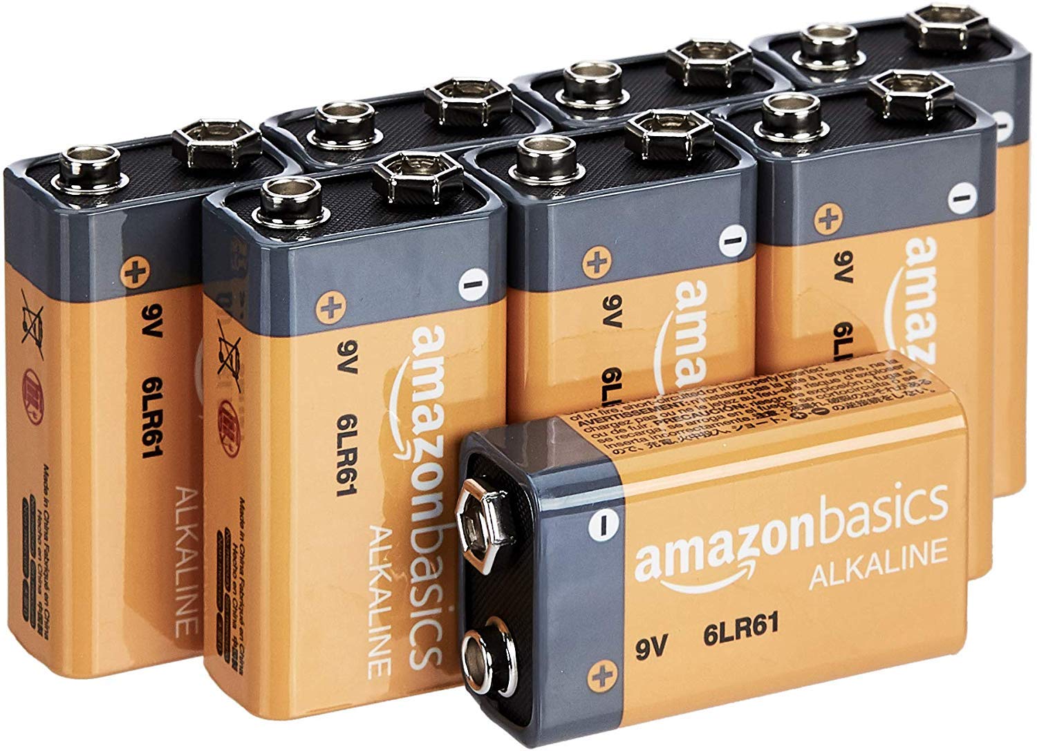 Basics 4-Pack 9 Volt Alkaline Everyday Batteries, 5-Year Shelf