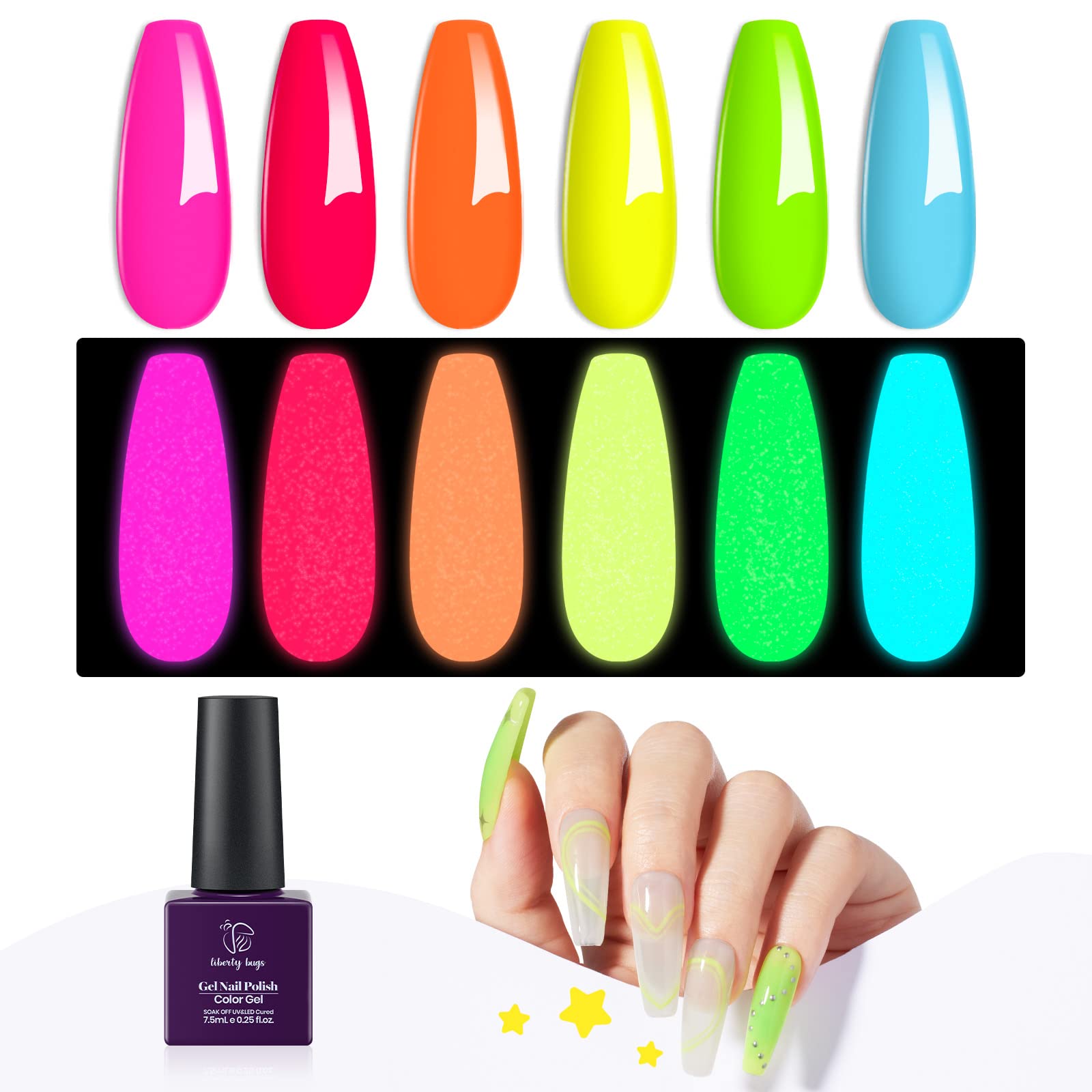 Buy SHREEJI Nail Powder Glow in The Dark, Color Fluorescent Pigment Colored  Luminous Nail Powder, Neon Acrylic Gradient Glitter Polish for Eyeshadow  Lip Gloss Nail Art Decoration Online at Low Prices in
