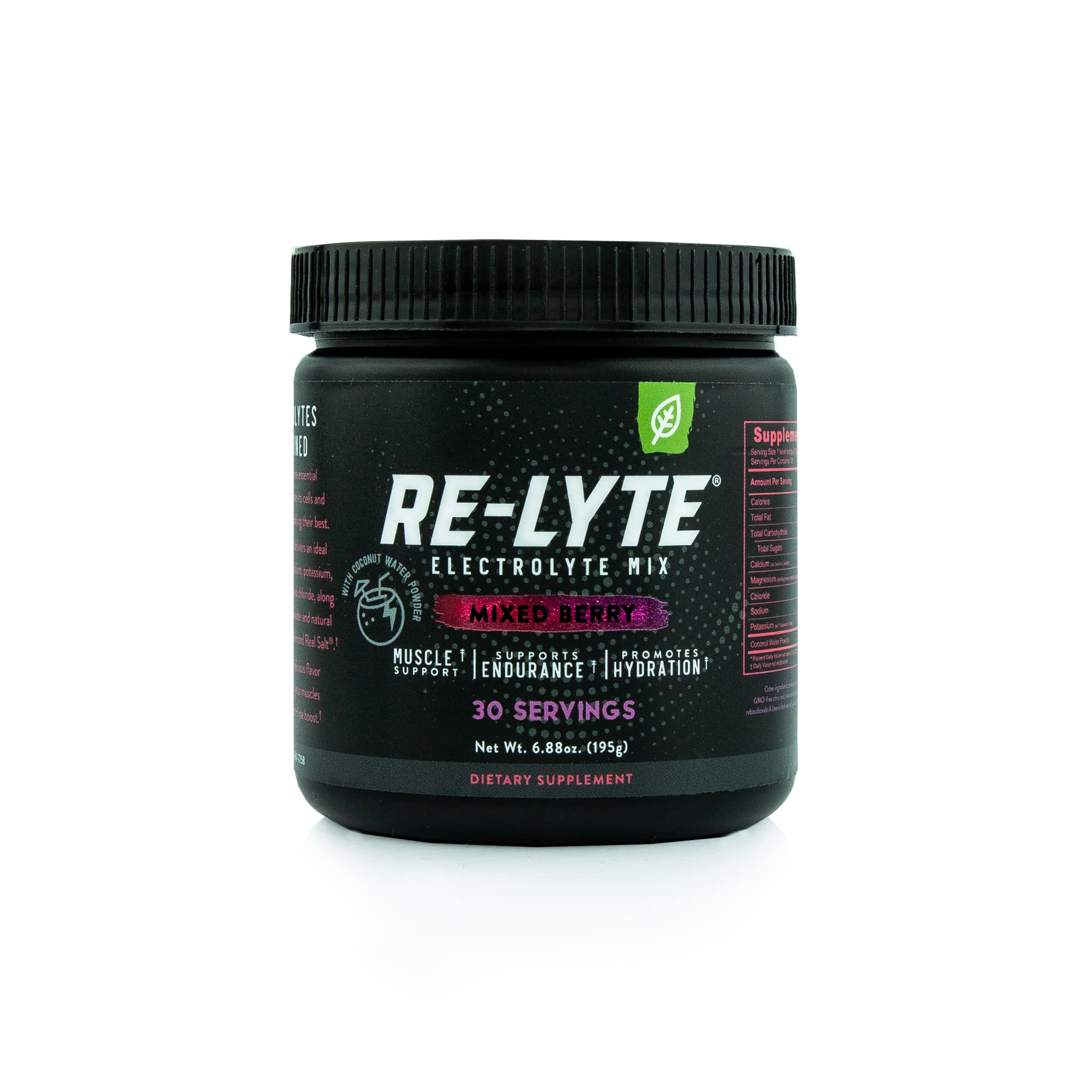 REDMOND Re-Lyte Electrolyte Drink Mix, Mixed Berry, 30 serving SMALL 6.88oz  jar