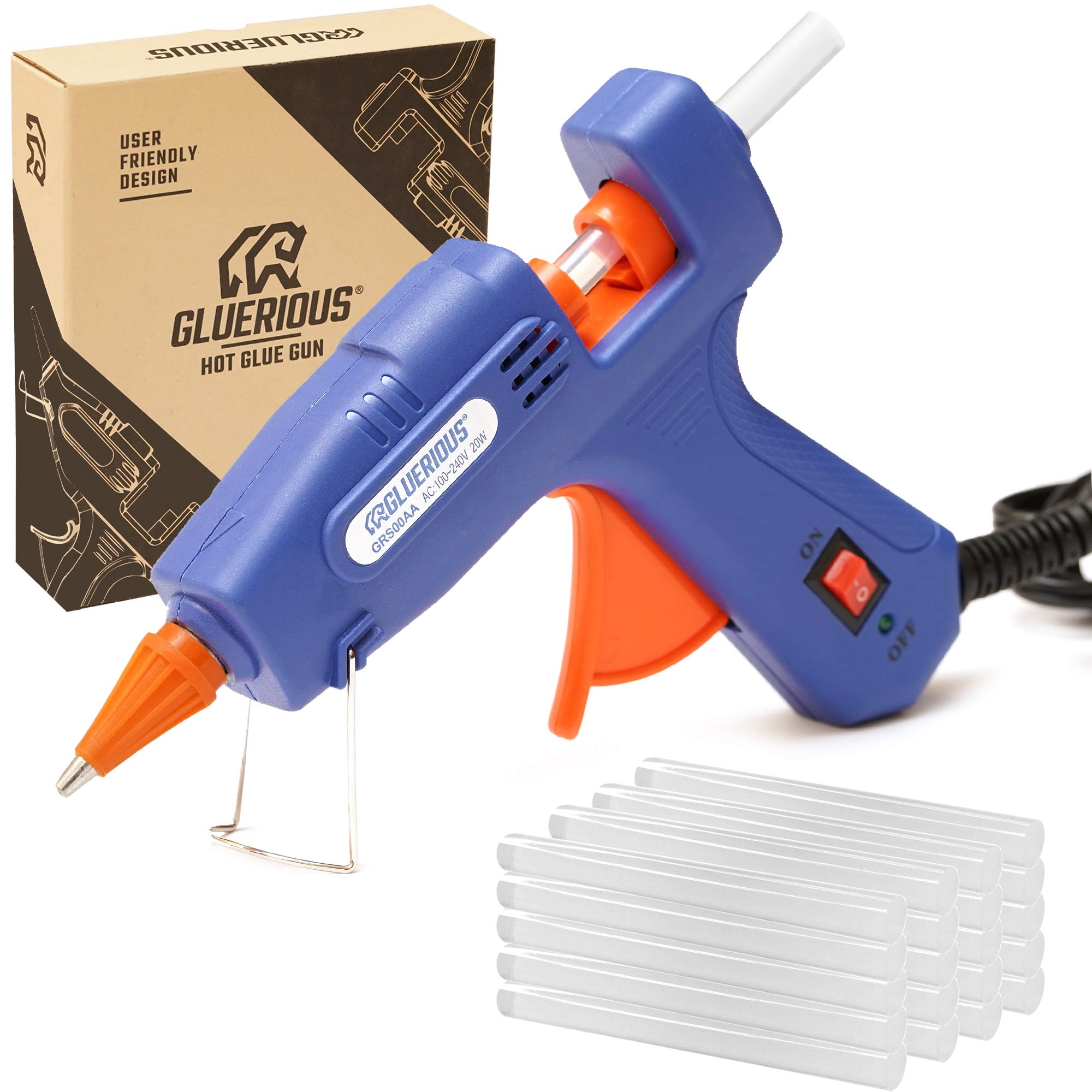 Gluerious Mini Hot Glue Gun with 30 Glue Sticks for Crafts School DIY Arts  Home Quick Repairs 20W Blue