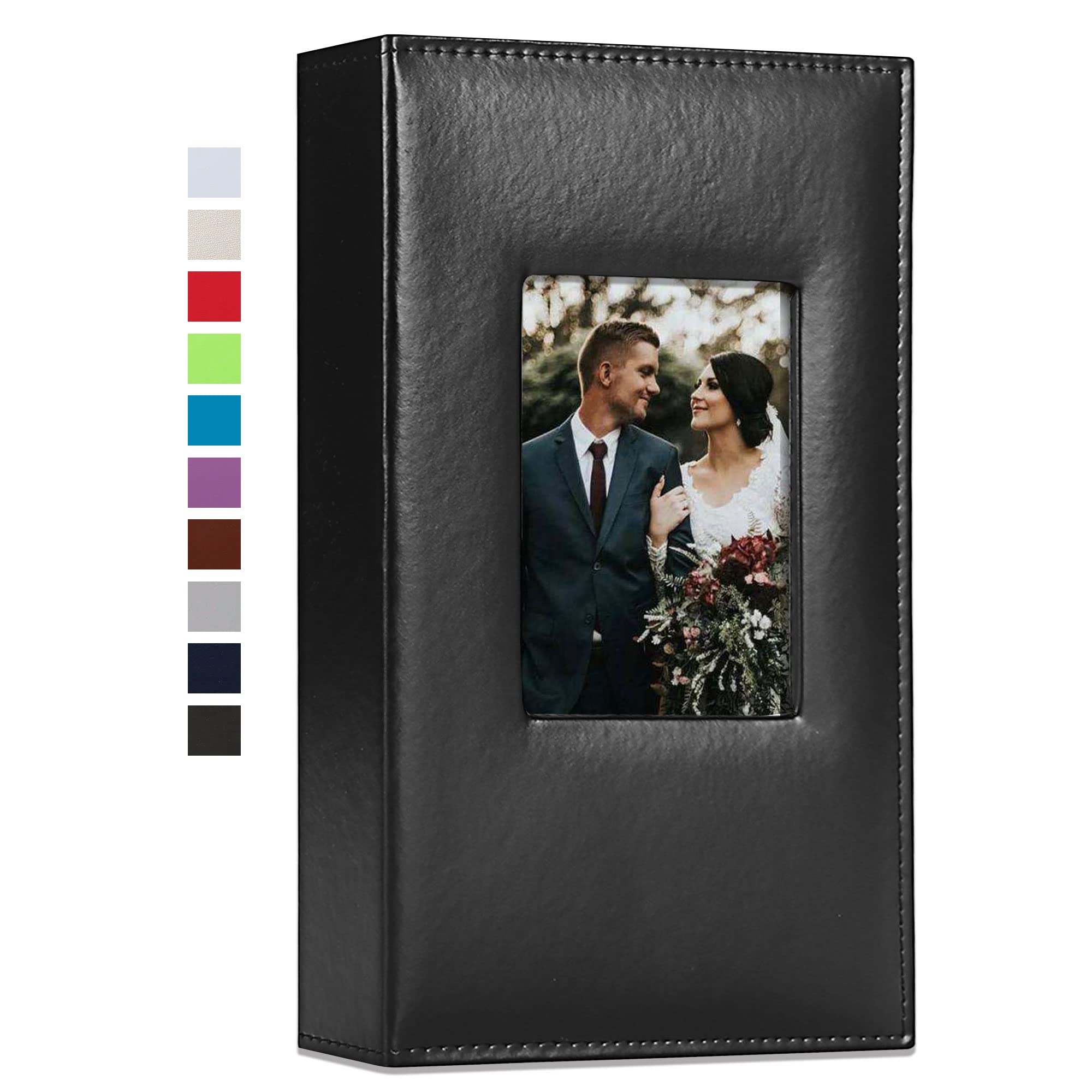 Vienrose Photo Album 4x6 300 Photos Leather Cover Extra Large Capacity  Picture Book with Pockets for Wedding Family Anniversary Baby 300 pockets  Black