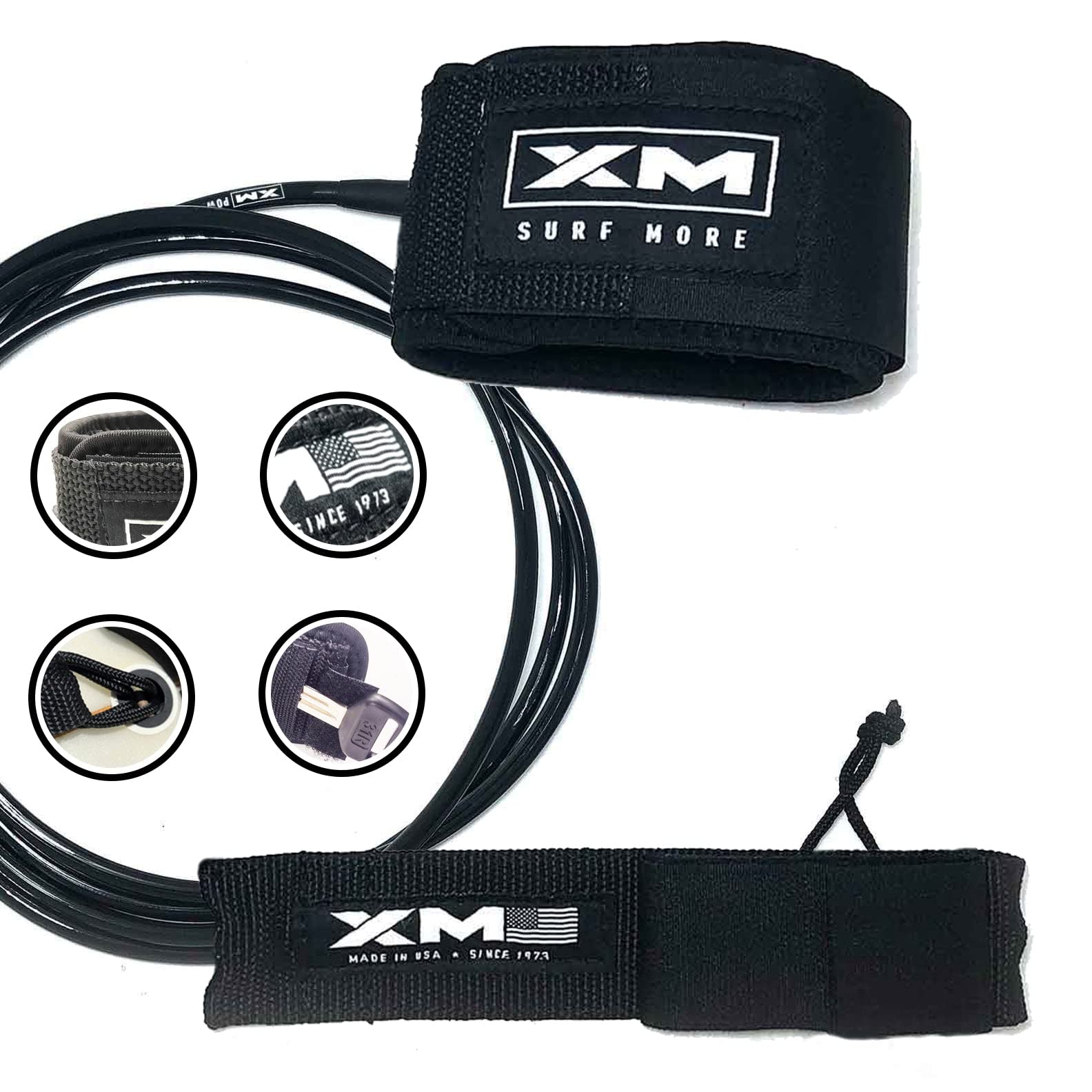 XM SURF MORE Premium Surfboard Leash, Choose 5/6/7/8/9/10-25ft