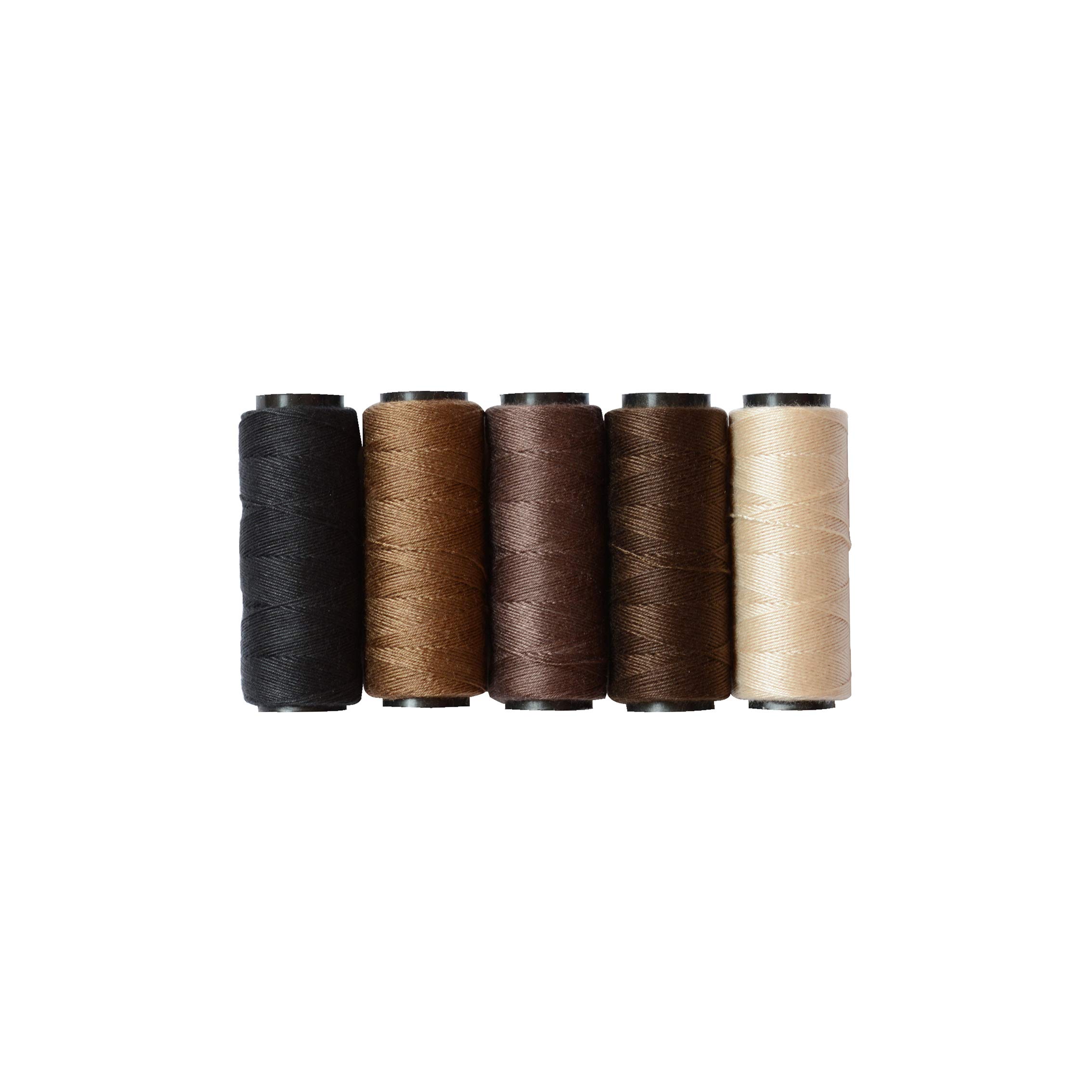 5 Rolls Sewing Threads Using for Hand Sewing Hair Extensions Making Wigs  DIY (Black Brown Dark Brown Beige Khaki) 5 colors