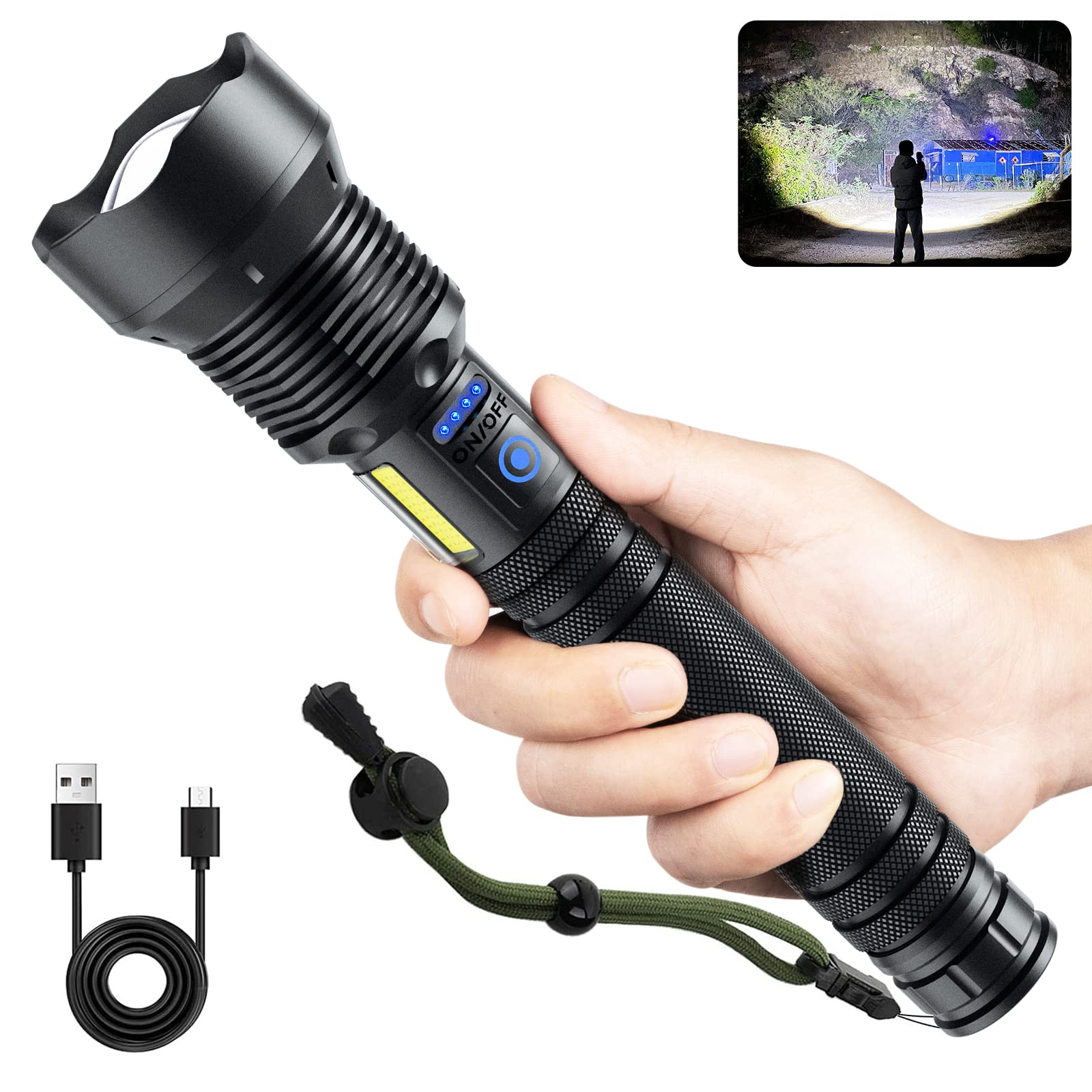 Clearance Rechargeable Powerful LED Flashlights for Camping  Hiking Walking IPX Waterproof Emergency Outdoor Use Zoomable Beam : Sports  & Outdoors