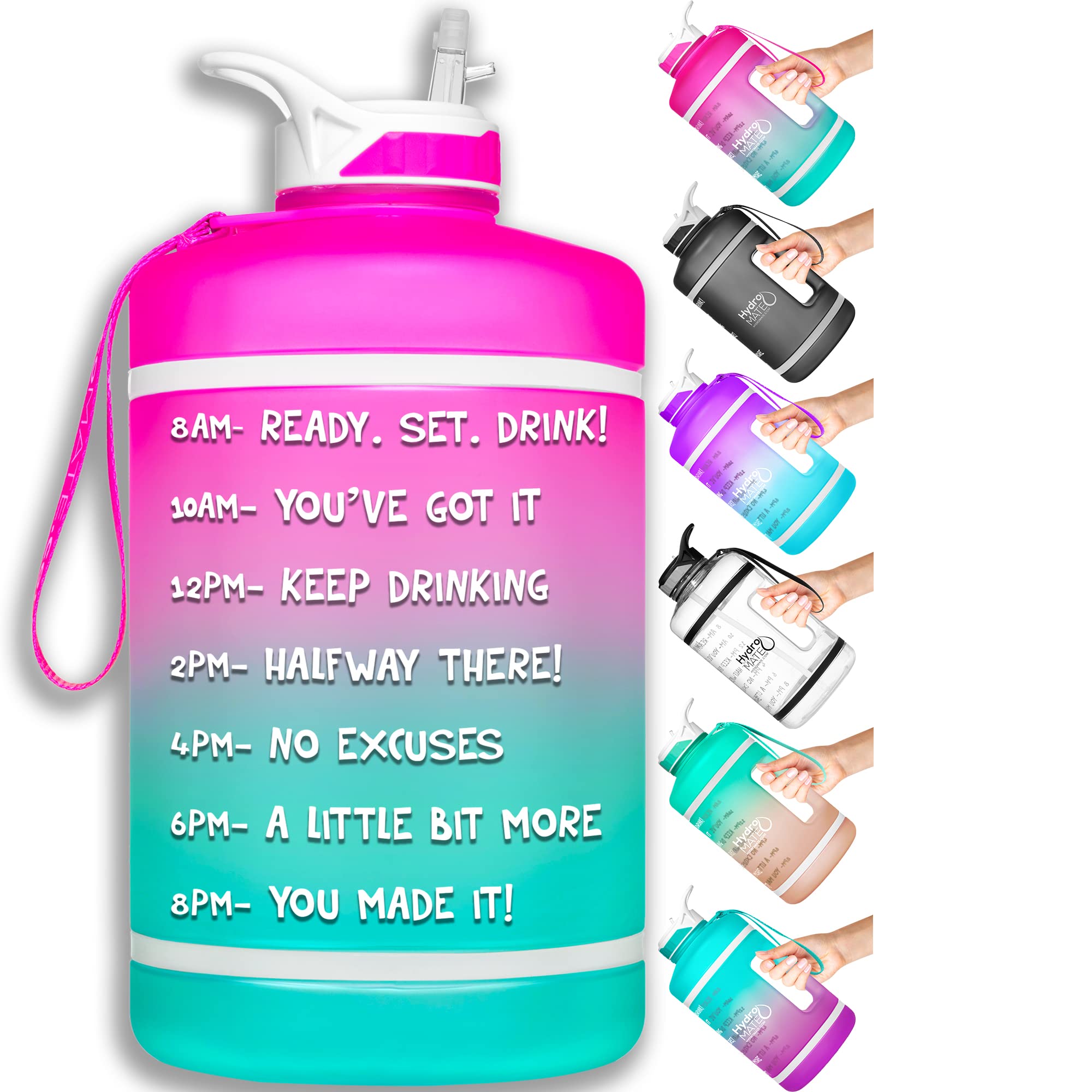 2 Litre Water Bottle With Straw & Time Markings 75 OZ Motivational