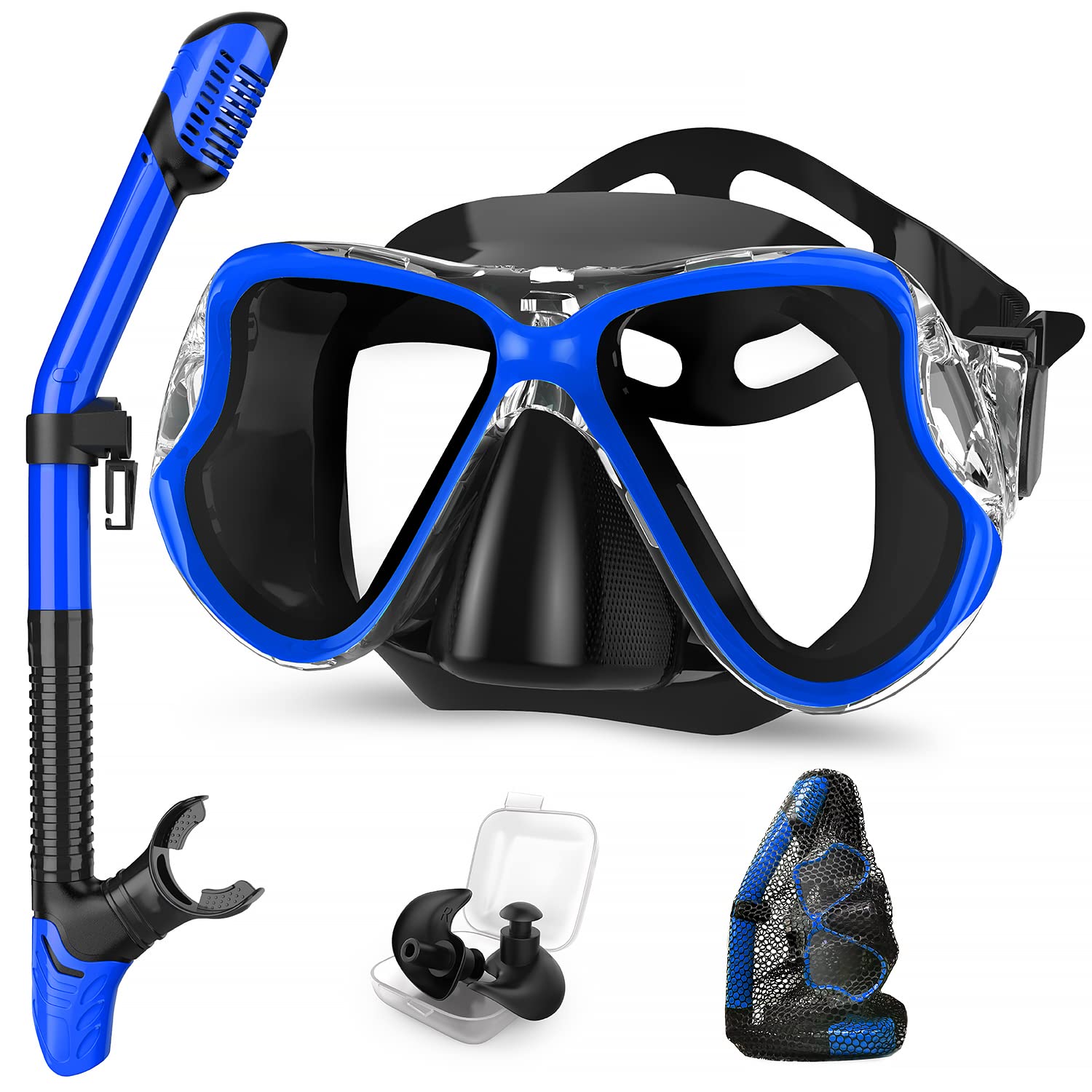 Dry Snorkel Set, 3 in 1 Snorkeling Gear Set with Anti-Fog Diving Mask, Dry  Top