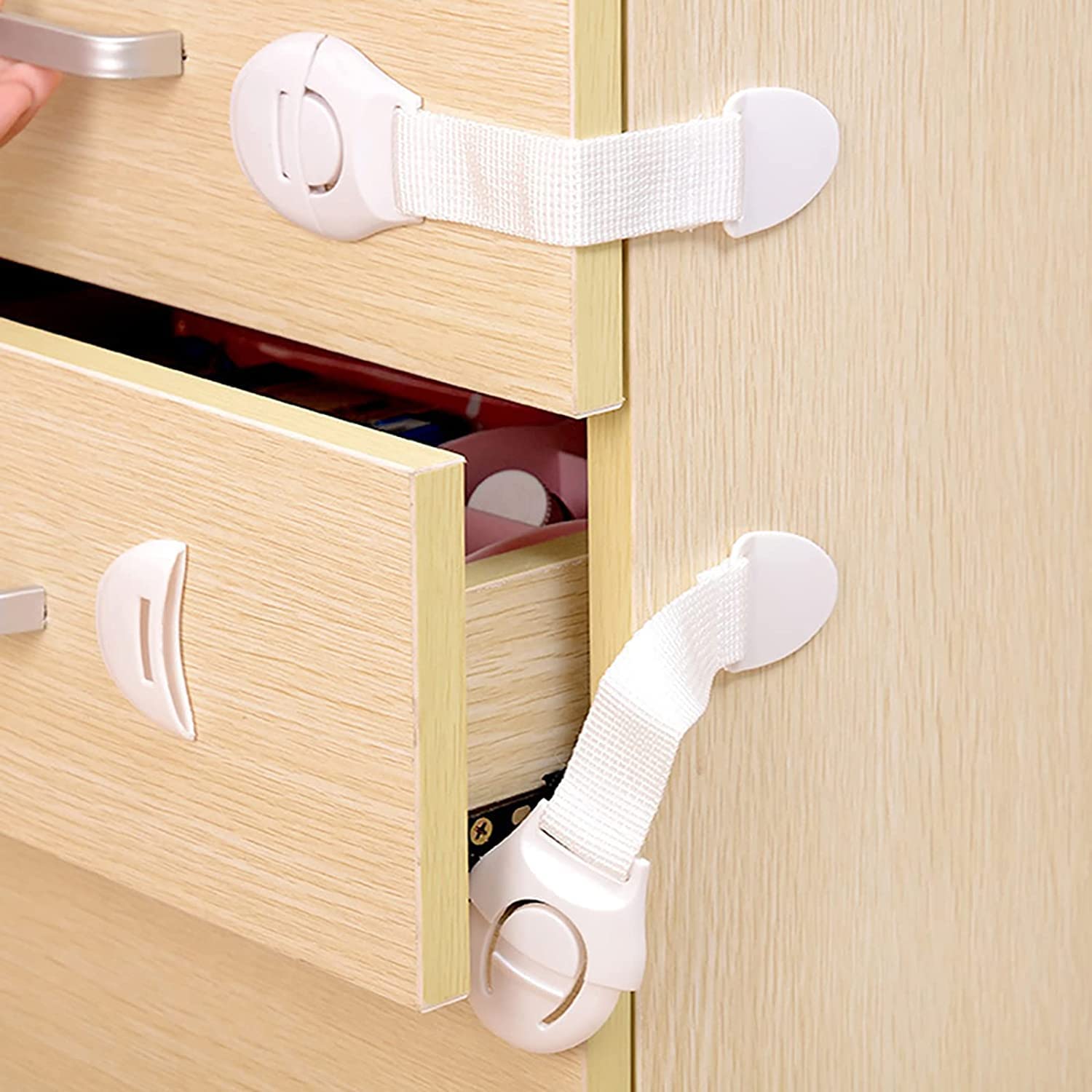 Child Safety Locks For Cabinets And Drawers (pack Of 10), Adhesive
