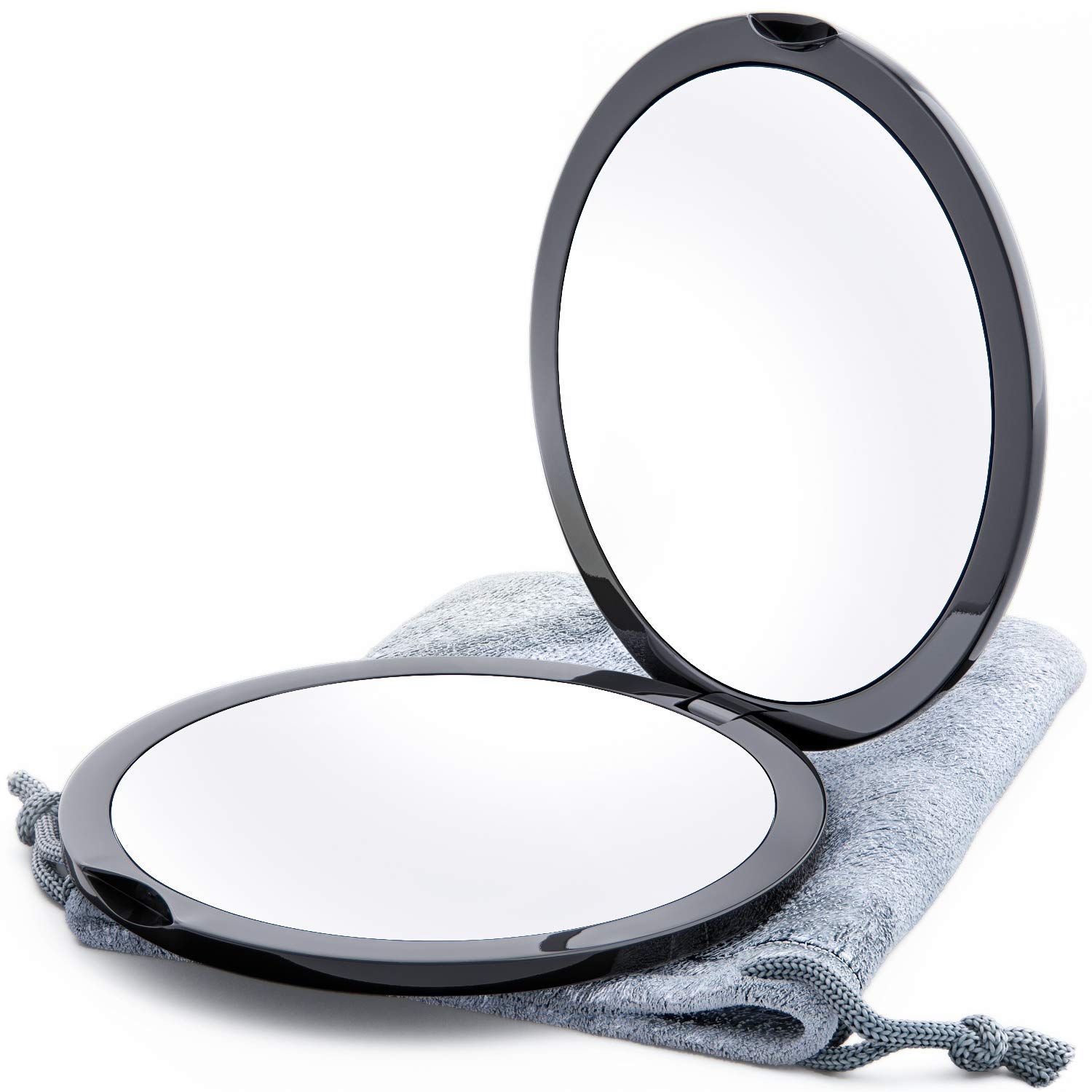 MAJESTIQUE Compact Round Makeup Mirror, Double-Sided 1X/2X Magnification  Portable Hand Mirror, Small Mirror Ultra
