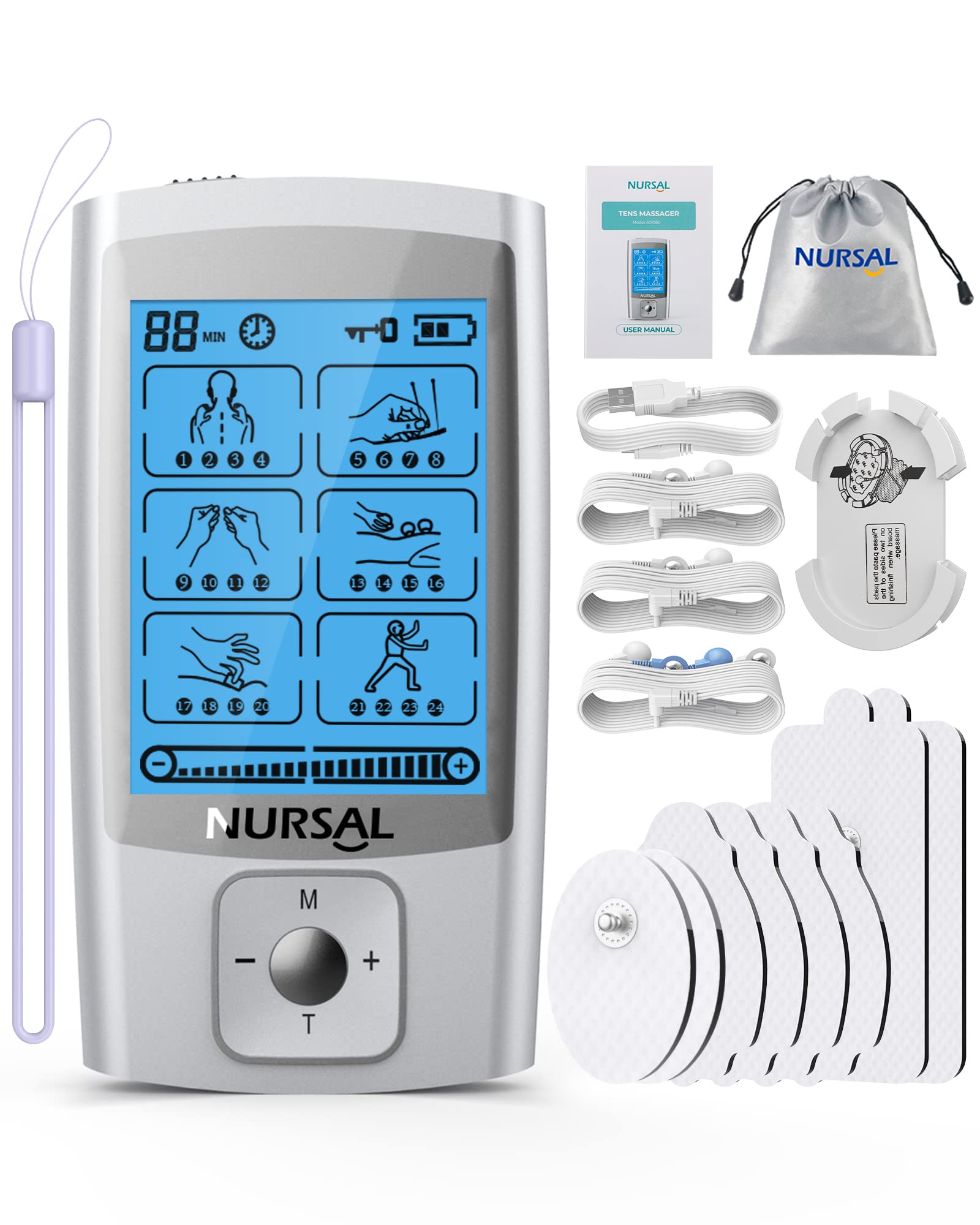 TENS Unit Muscle Stimulator Electric Shock Therapy For Muscles Dual Channel TENS  EMS Unit Electronic Pulse Massager With 24 Modes Physical Therapy