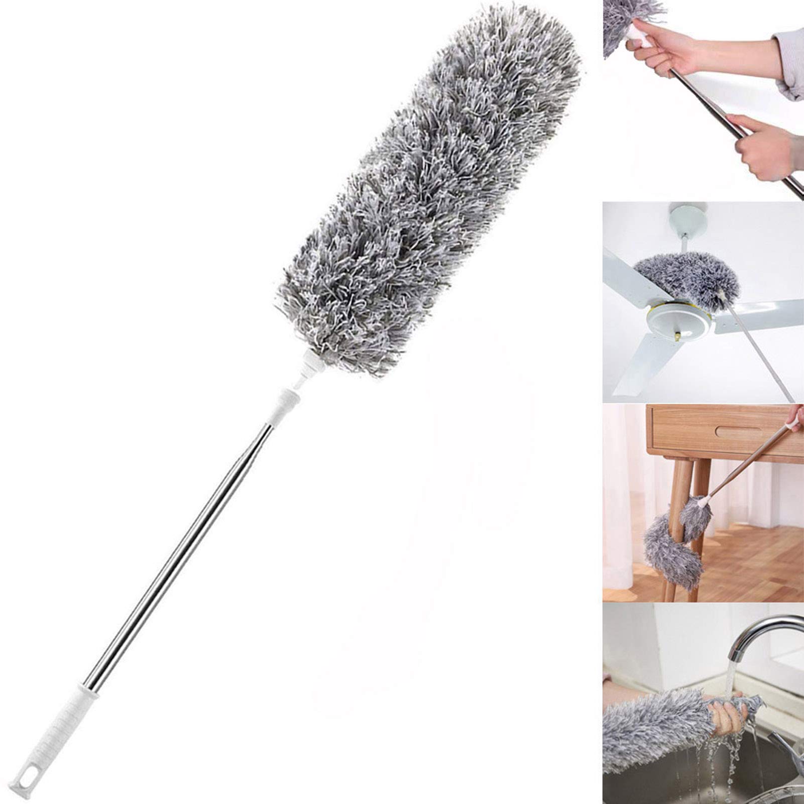 1 X Long Microfiber Duster Bendable Flexible Cleaning Brush Dust Cleaner  Handle