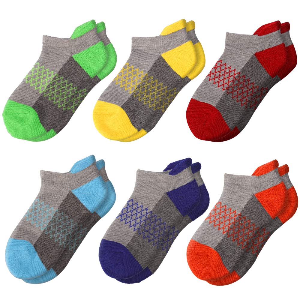 12 Pairs Boys Socks Ankle Athletic Socks With Cushioned Sole For 4-6 6-8  8-10 Years Old Kids Black 12 Pairs 7-10 Years