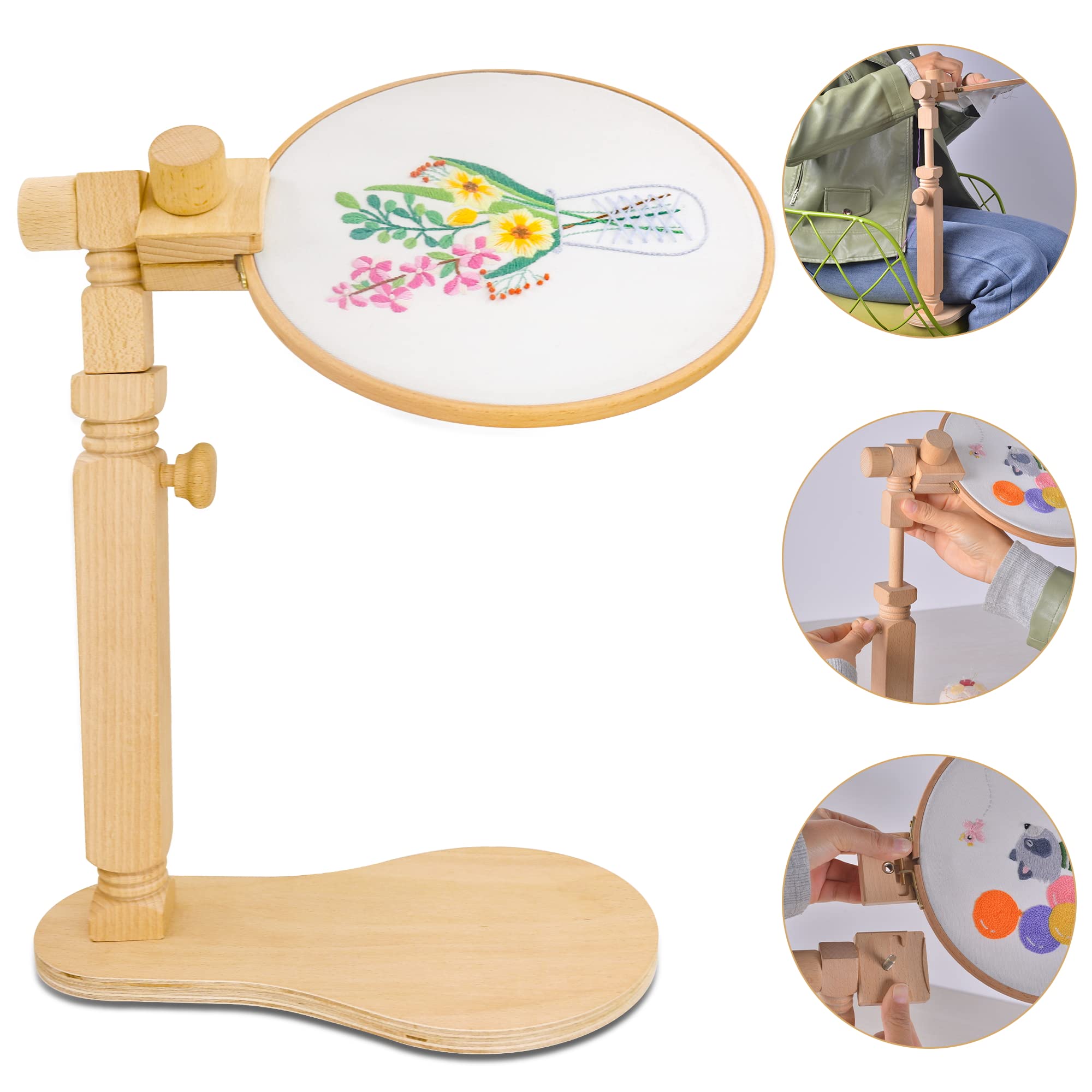 Embroidery Hoop Stand Frames Rotated Wooden Embroidery Stand for