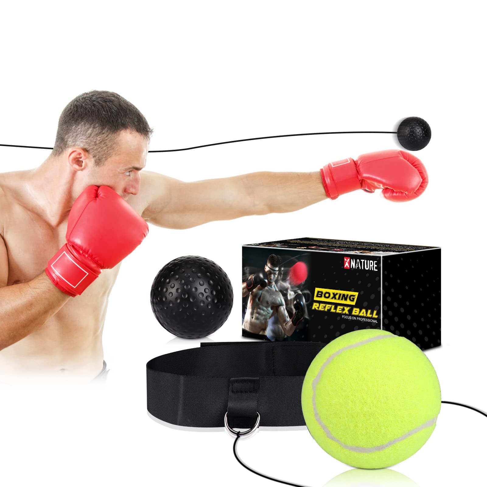 Boxing Reflex Ball, Improving Reaction Speed and Hand-Eye Coordination  Training Boxing Equipment for Training at Home, 2 React Reflex Ball with  Adjustable Headband Great for MMA Equipment, Boxing