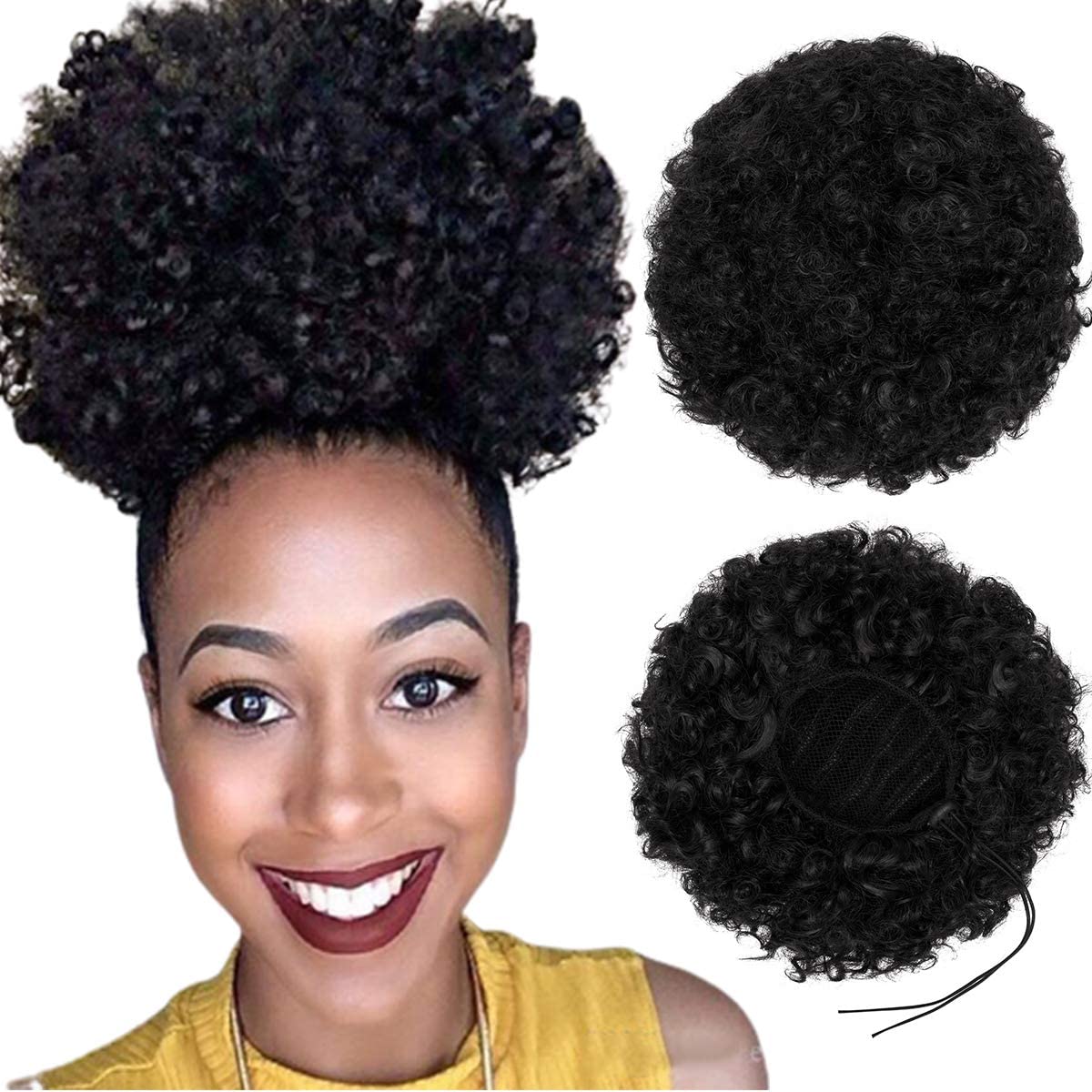 Synthetic Afro Puff Drawstring Ponytail Short Kinky Curly Hair Bun