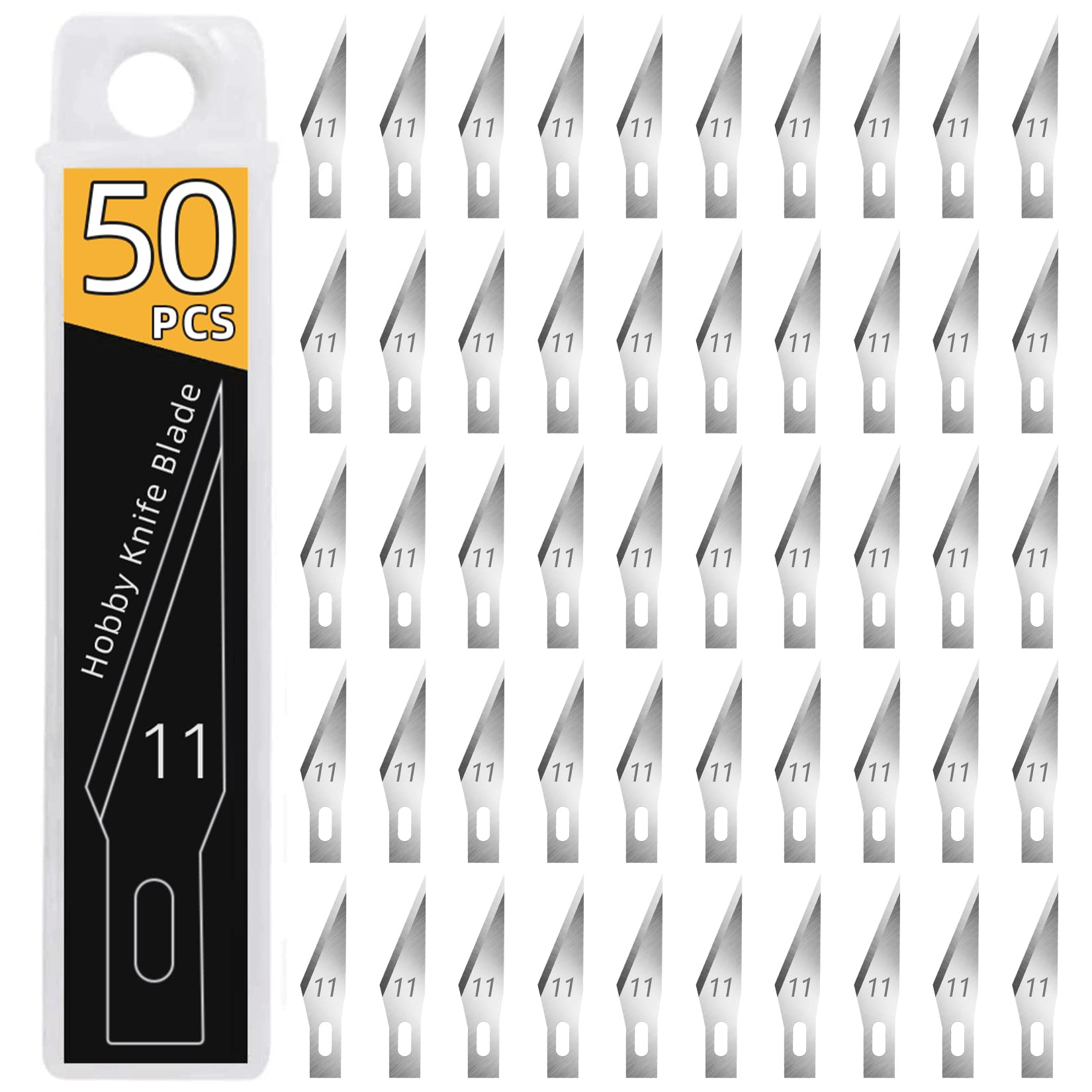 DIYSELF 50 PCS Exacto Knife Blades, High Carbon Steel #11 Refill Exacto Art  Blades Cutting Tool with Storage Case for Craft, Hobby