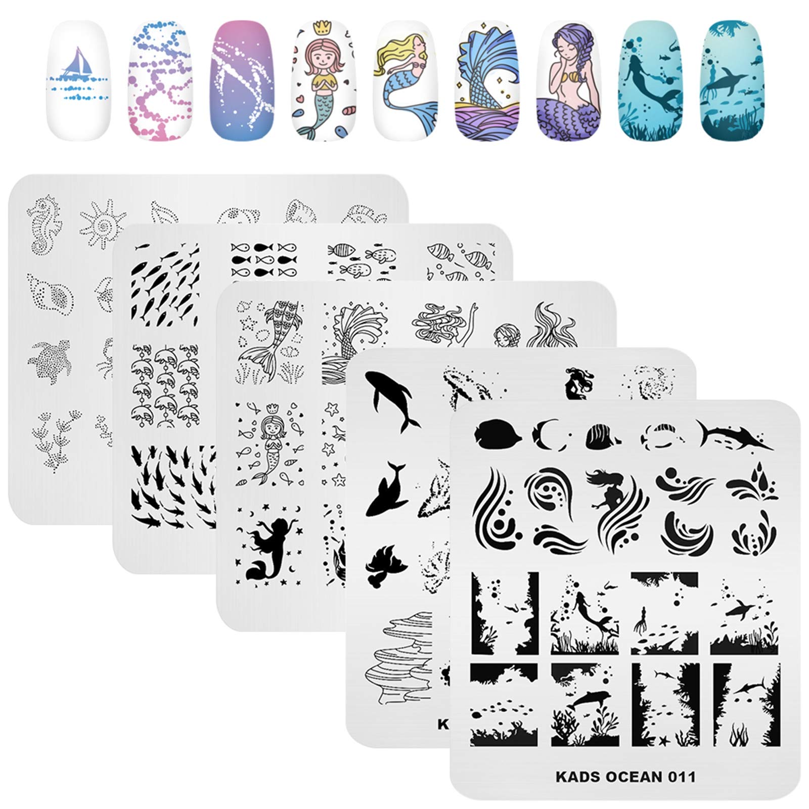 Nail Art Stamping Set 5pcs Premium Etched Stamping Plates Image