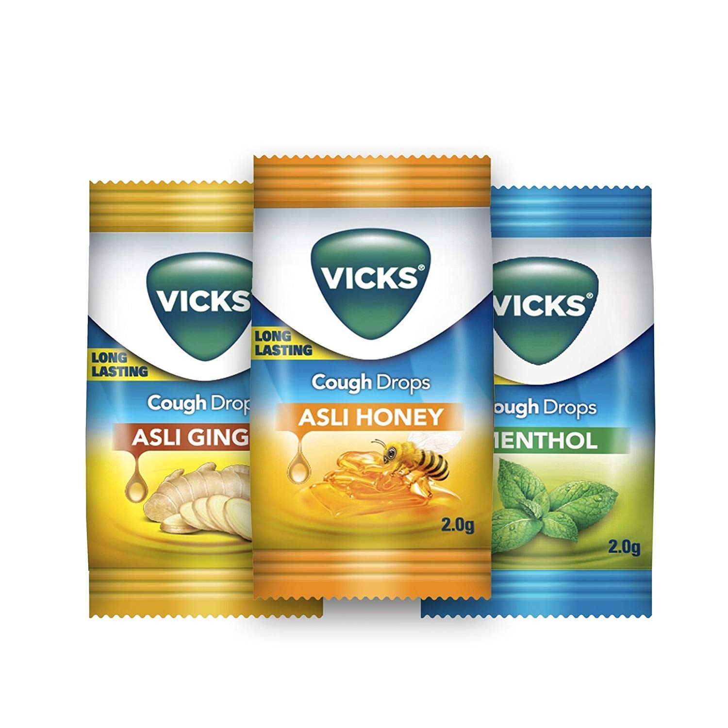 Vicks Cough Drops Throat Irritation Relief 3 Flavors Mentholhoneyginger 185 Drops Jar 4700