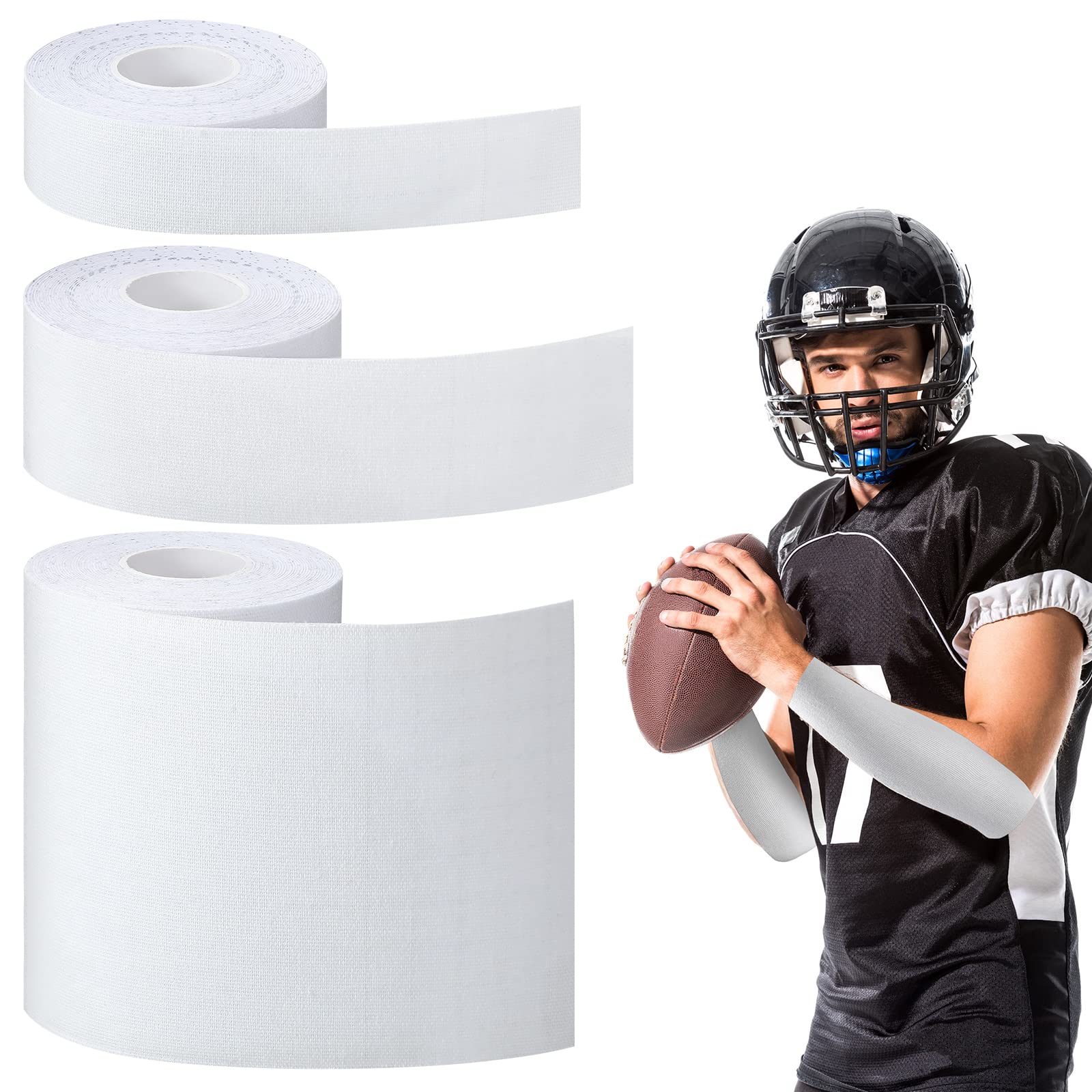 BBTO 3 Pack Athletic Sports Tape Football Turf Tape Easy Tear No Sticky