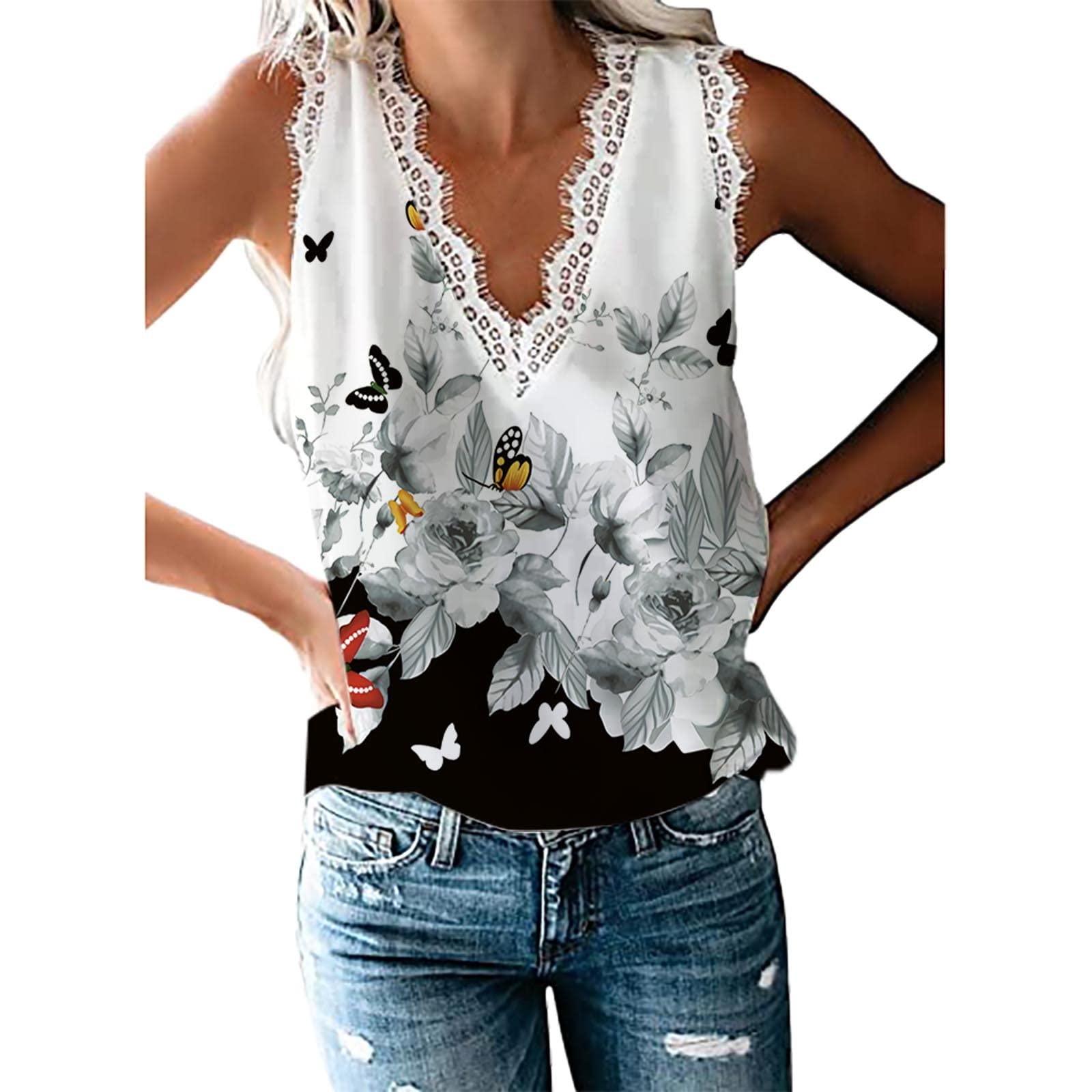 Women Low Cut Vest Tank Top Ladies Casual Loose Solid Sleeveless T Shirt  Blouse