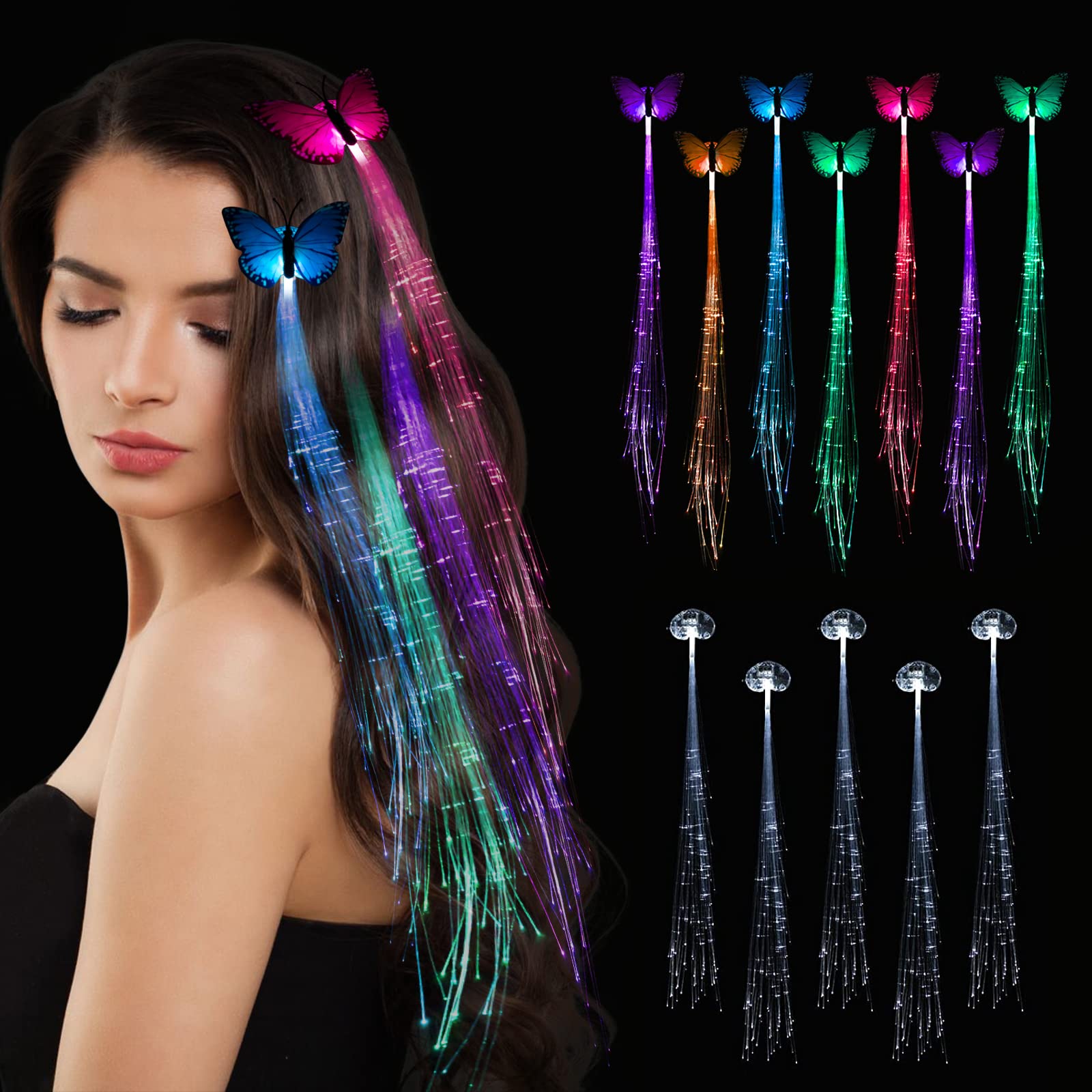 12 Pack Led Light Up Fairy Hair Accessories Braid Extension