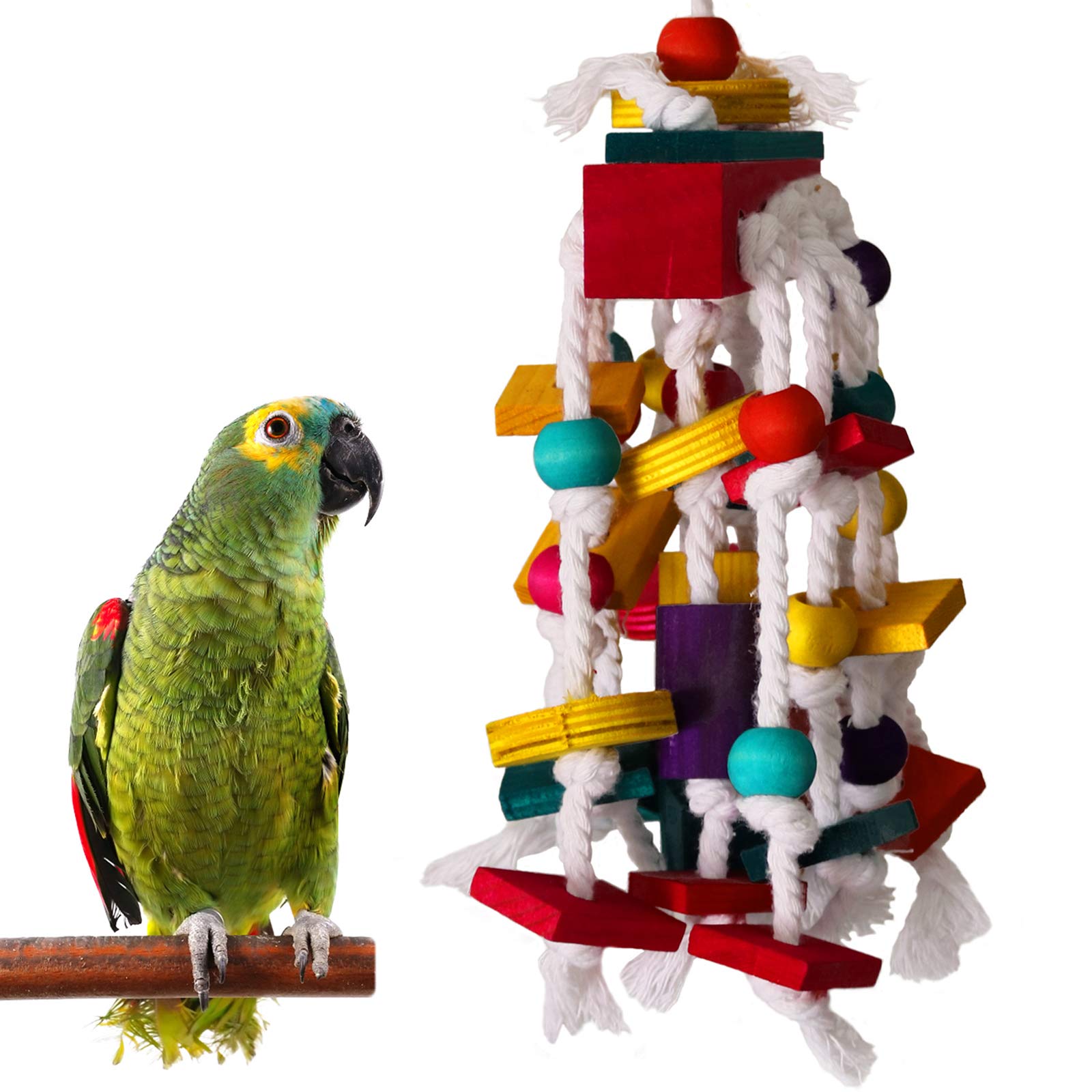 Rypet Bird Chewing Toy Parrot Cage Bite Toys Wooden Block Bird