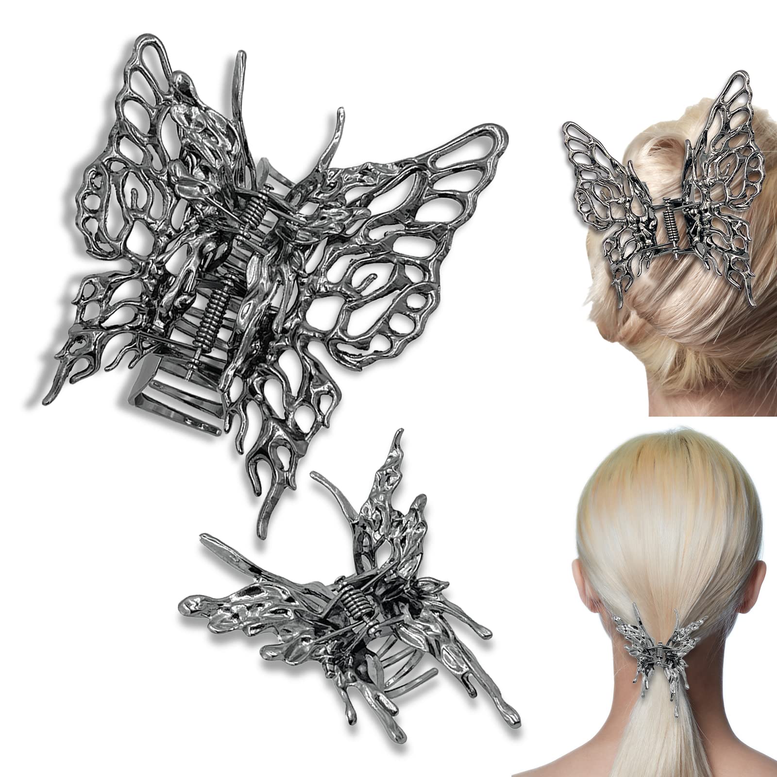 Big Metal Hair Claw Clips Large Butterfly Hair Clips for Women 5.1 Large Metal  Clip Larger Size Hair Clip for Girls Hair Accessories for Long Thick Hair 3  Pcs (Silver,Gold,Black) - Yahoo