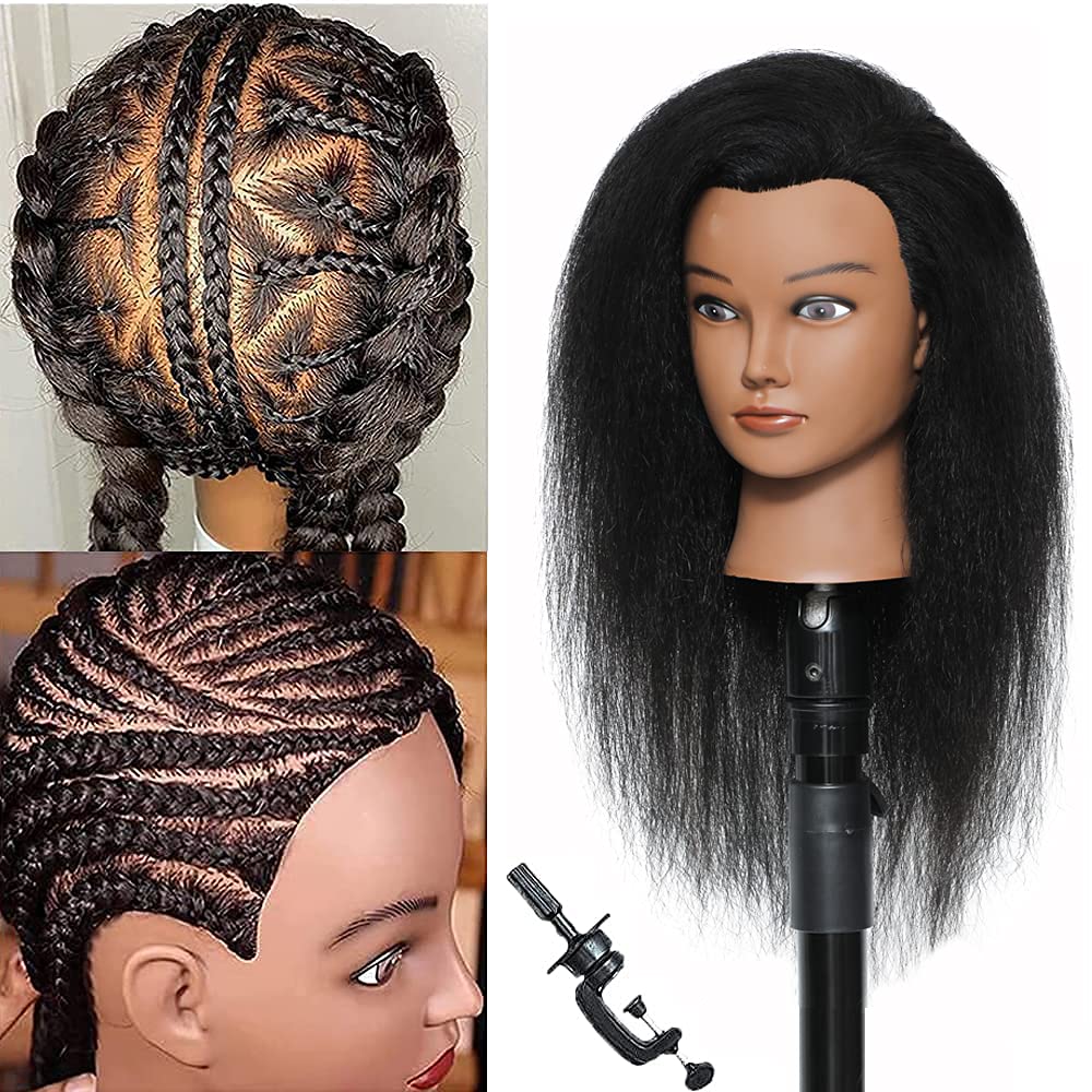 Mannequin Head 100% Real Hair Training Head Hairdresser