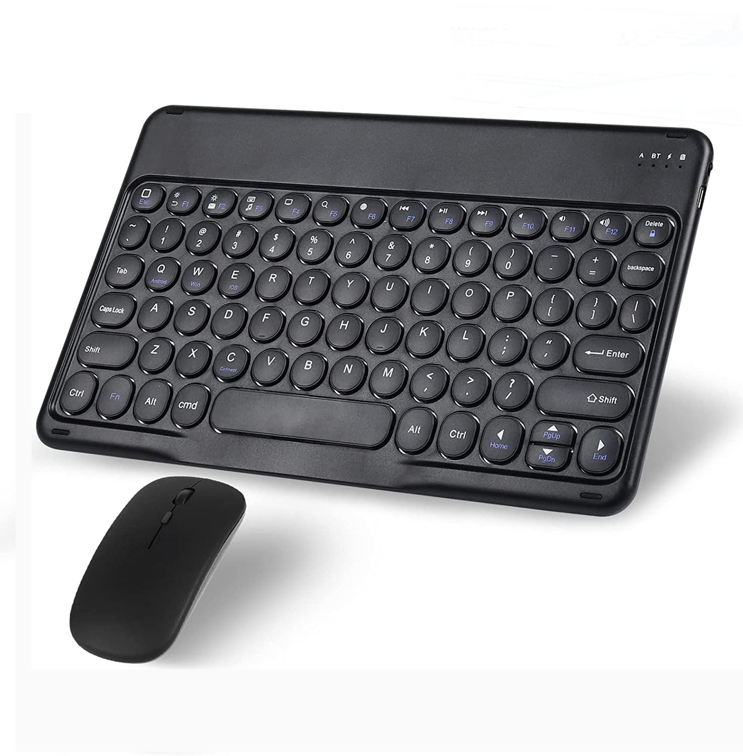 Wireless Bluetooth Keyboard and Mouse Combo Portable Mini Small Slim  Typewriter Compact Ergonomic Travel Bluetooth Keyboard Mouse for iPhone  iPad Mac MacBook Pro Laptop Android Phone Samsung Tablet Black