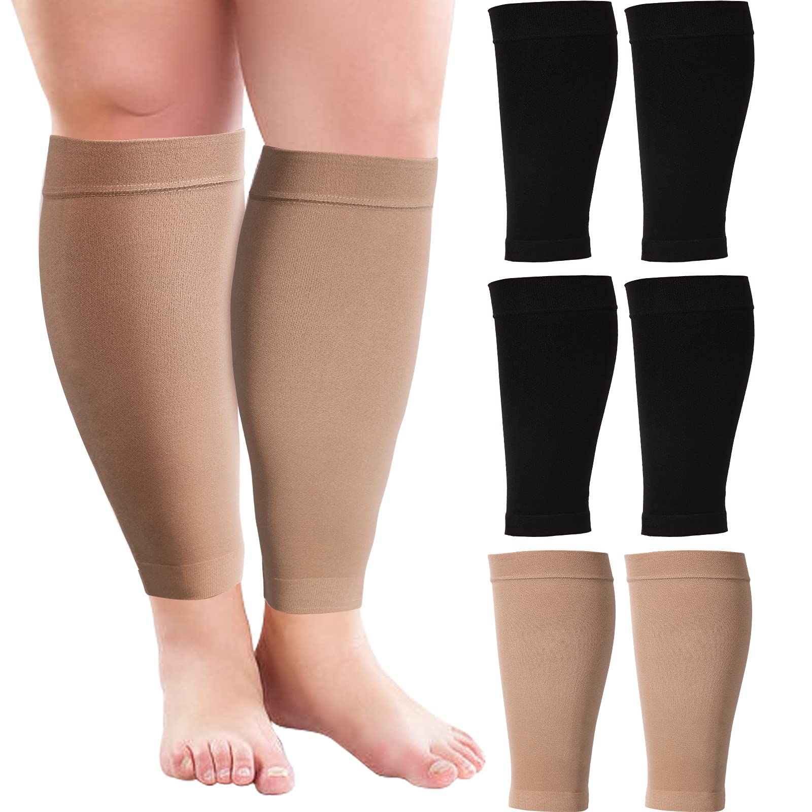 3 Pack) 7XL Big and Tall Compression Socks 20-30 mmHg Extra Large Wide Calf  - Plus Size Compression Support Hose Men & Women Bariatric Fatigue Pain Leg  Swelling by Absolute Support 