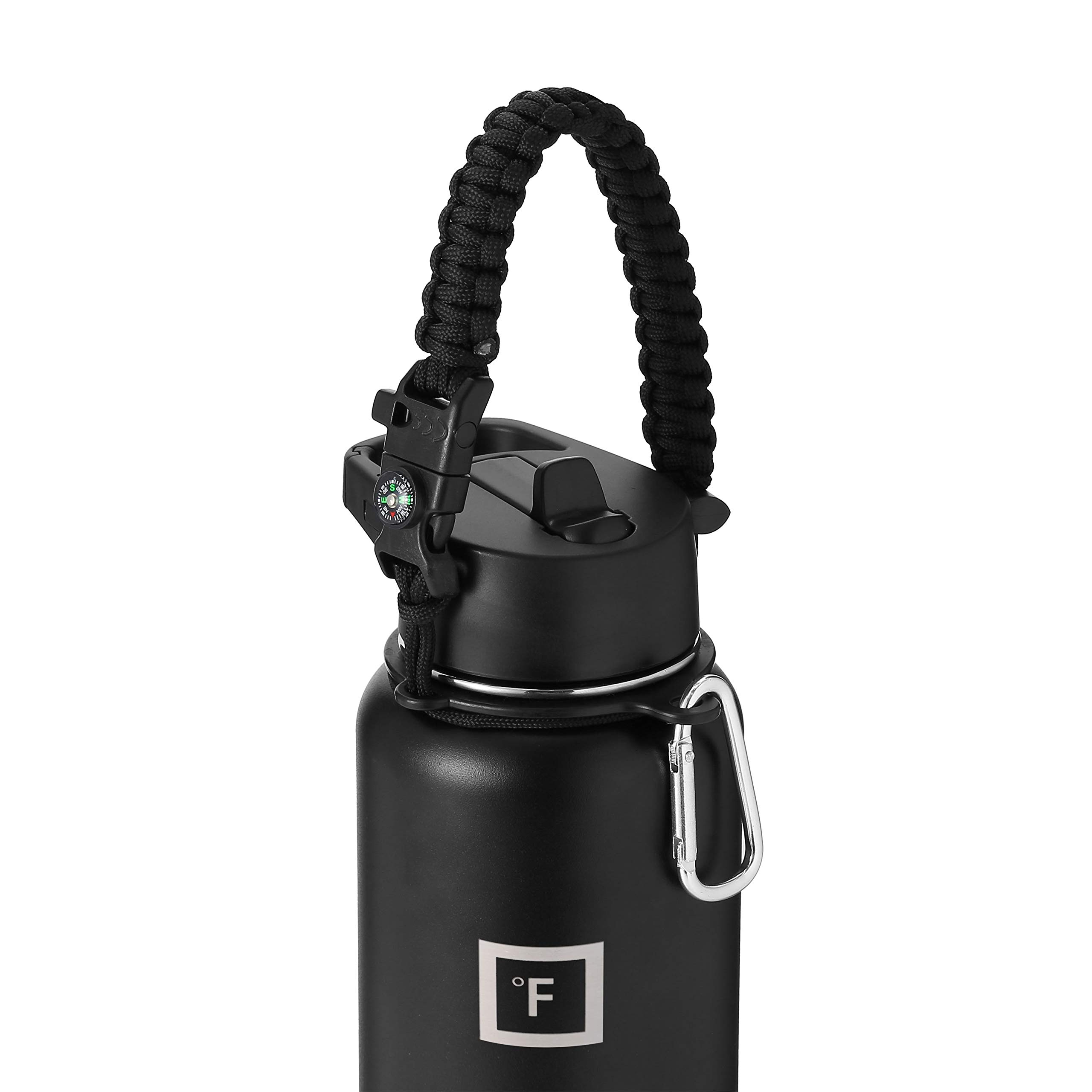 IRON °FLASK Paracord Handle - Fits Wide Mouth Water Bottles - Durable  Carrier, Secure Accessories, Survival Strap Cord, Safety Ring, and  Carabiner 