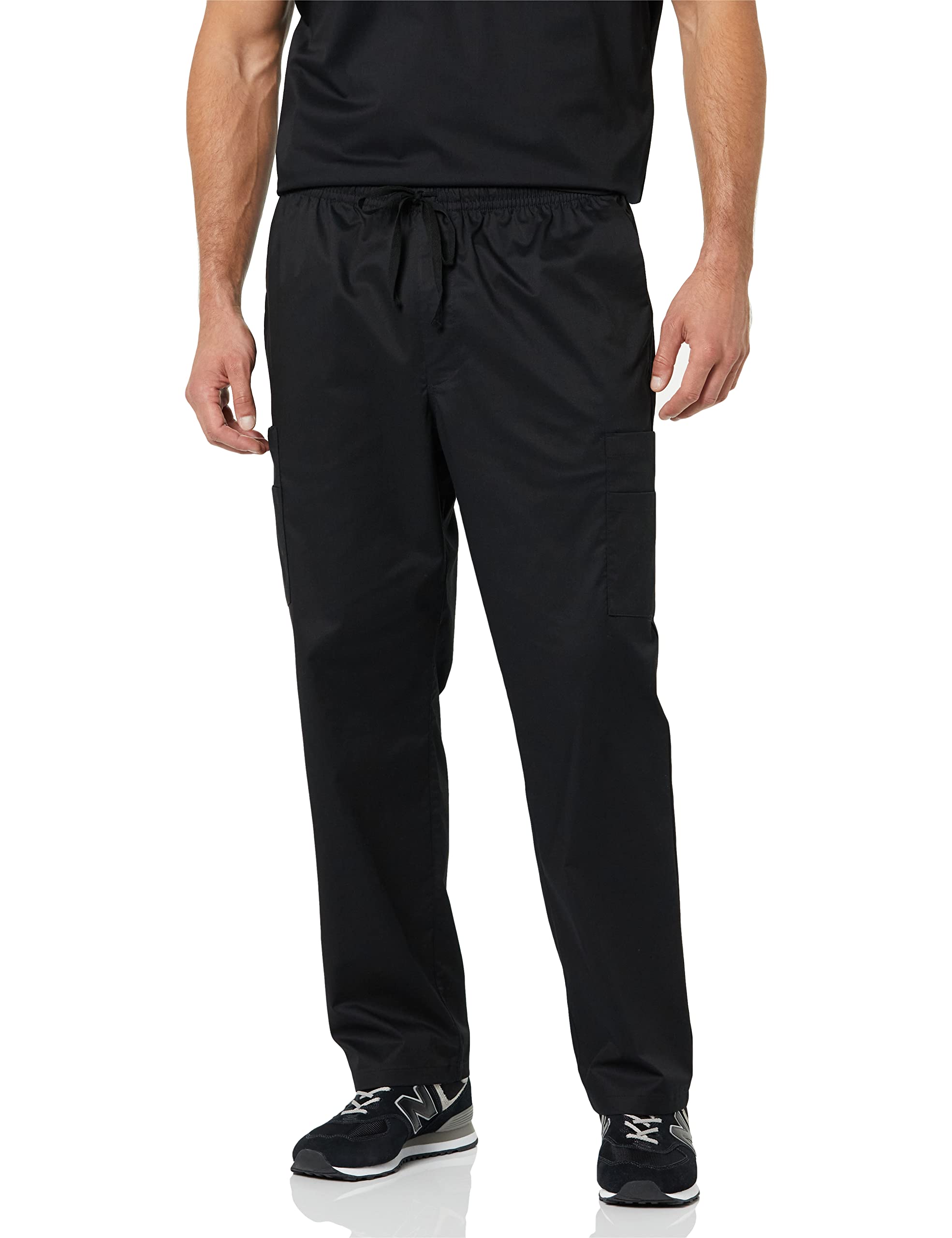 Mens Black Essential Drawstring Waist Joggers