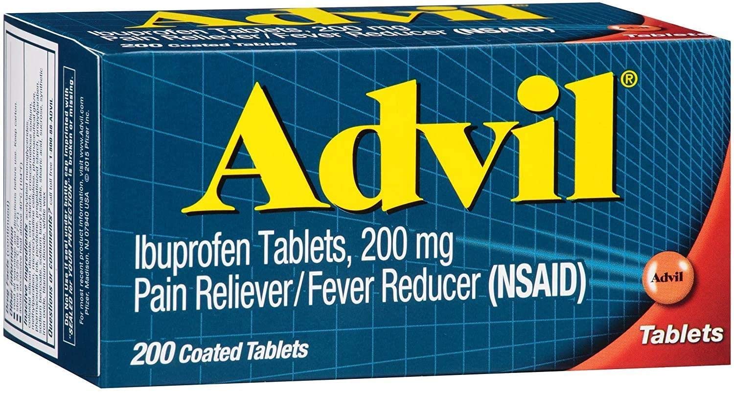 Advil Pain Reliever/Fever Reducer Coated Gel Caplet 200mg Ibuprofen ...